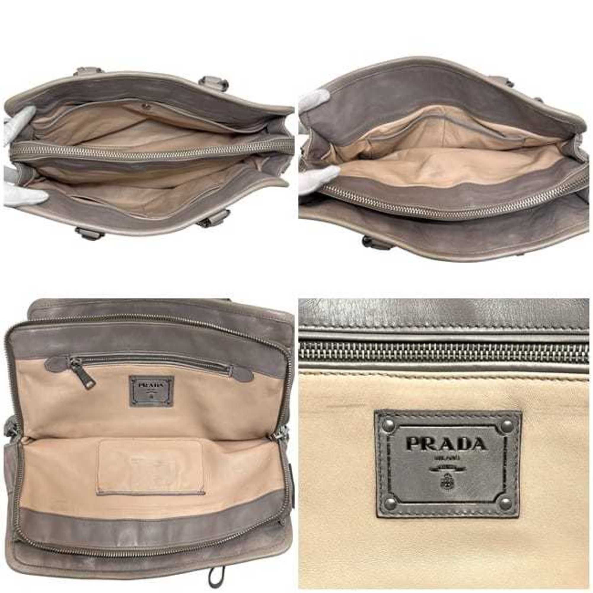 Prada Prada 2-way bag f-24448 Gray BN2217 Nappa leather 180 PRADA tote bag, crossbody shoulder with stitching, women's handbag Size ONE SIZE - 4 Thumbnail