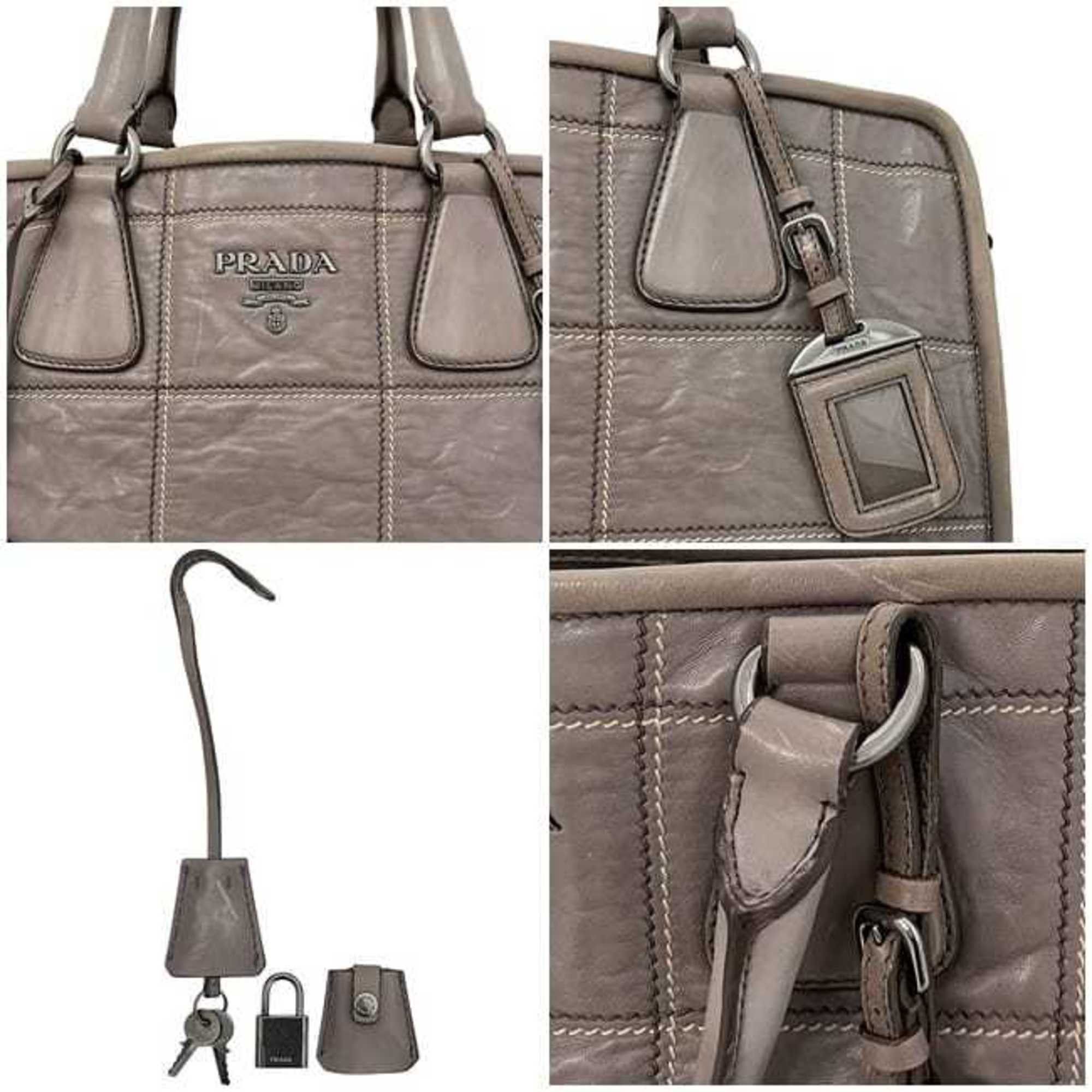 Prada Prada 2-way bag f-24448 Gray BN2217 Nappa leather 180 PRADA tote bag, crossbody shoulder with stitching, women's handbag Size ONE SIZE - 9 Thumbnail