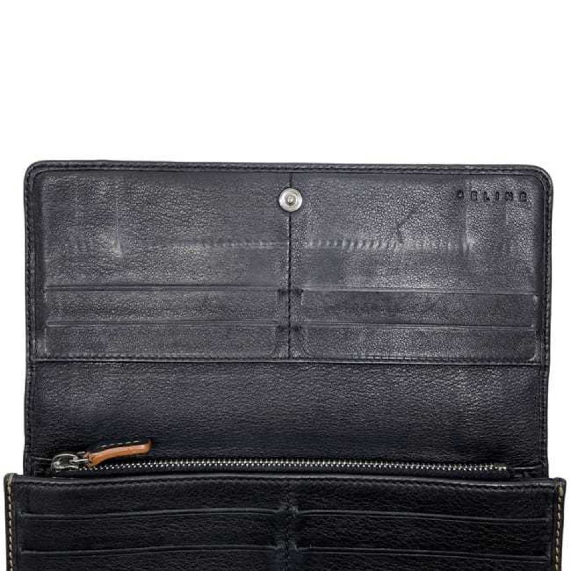 Celine Celine bifold long wallet ec-24339 black macadam canvas leather ST 00/66 CELINE men's women's nylon stitching Size ONE SIZE - 8 Thumbnail