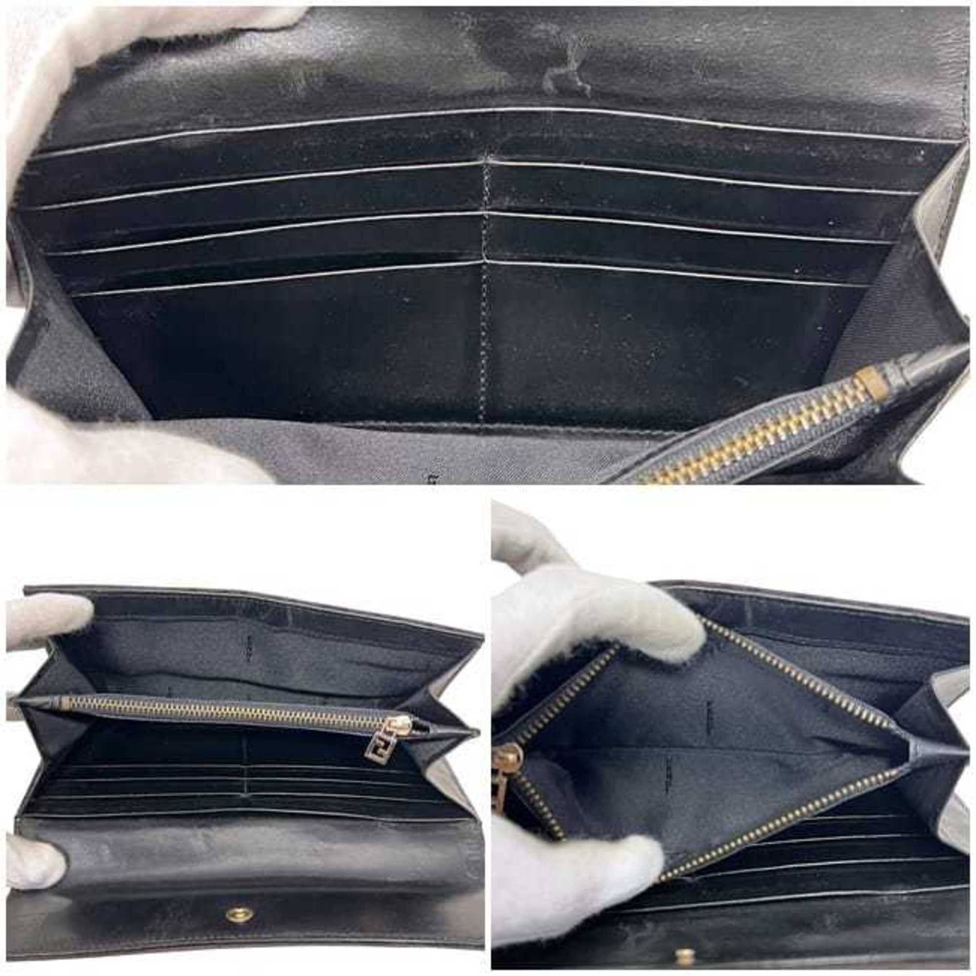 Fendi Fendi FF Brown Bifold Long Wallet ec-24290 Zucchino 8M0025 Canvas Leather FENDI Men's and Women's Size ONE SIZE - 4 Thumbnail