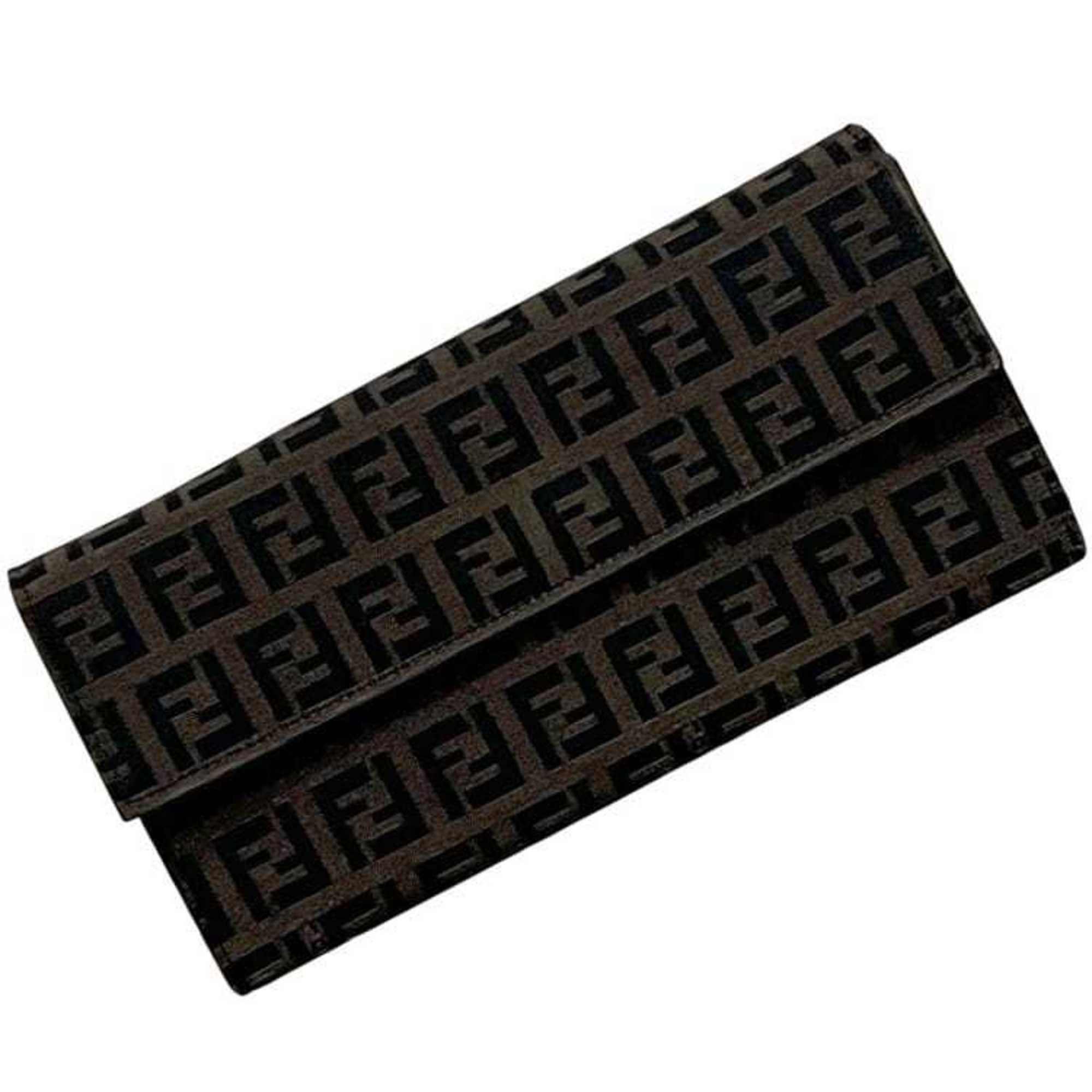 Fendi Fendi FF Brown Bifold Long Wallet ec-24290 Zucchino 8M0025 Canvas Leather FENDI Men's and Women's Size ONE SIZE - 2 Thumbnail