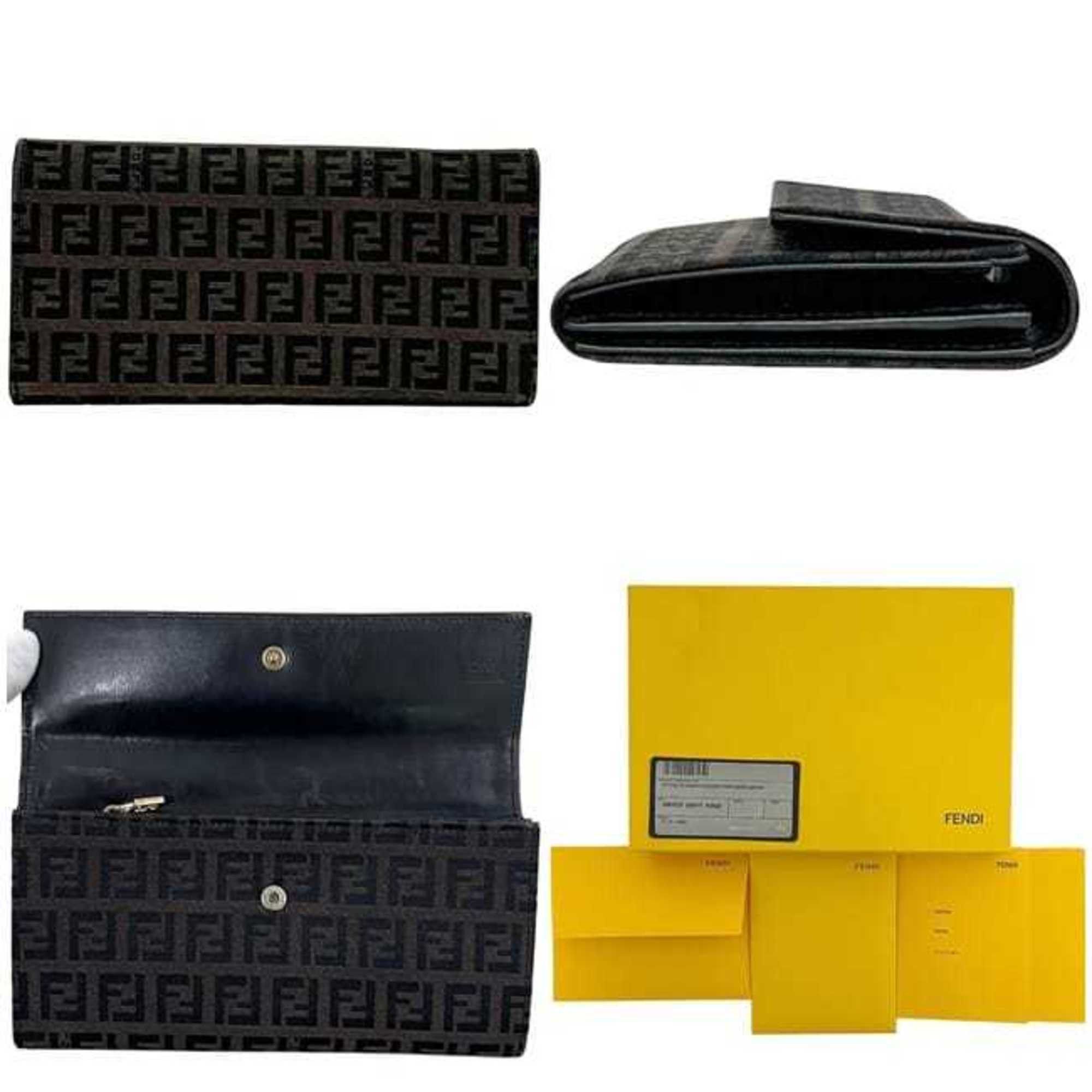 Fendi Fendi FF Brown Bifold Long Wallet ec-24290 Zucchino 8M0025 Canvas Leather FENDI Men's and Women's Size ONE SIZE - 3 Thumbnail
