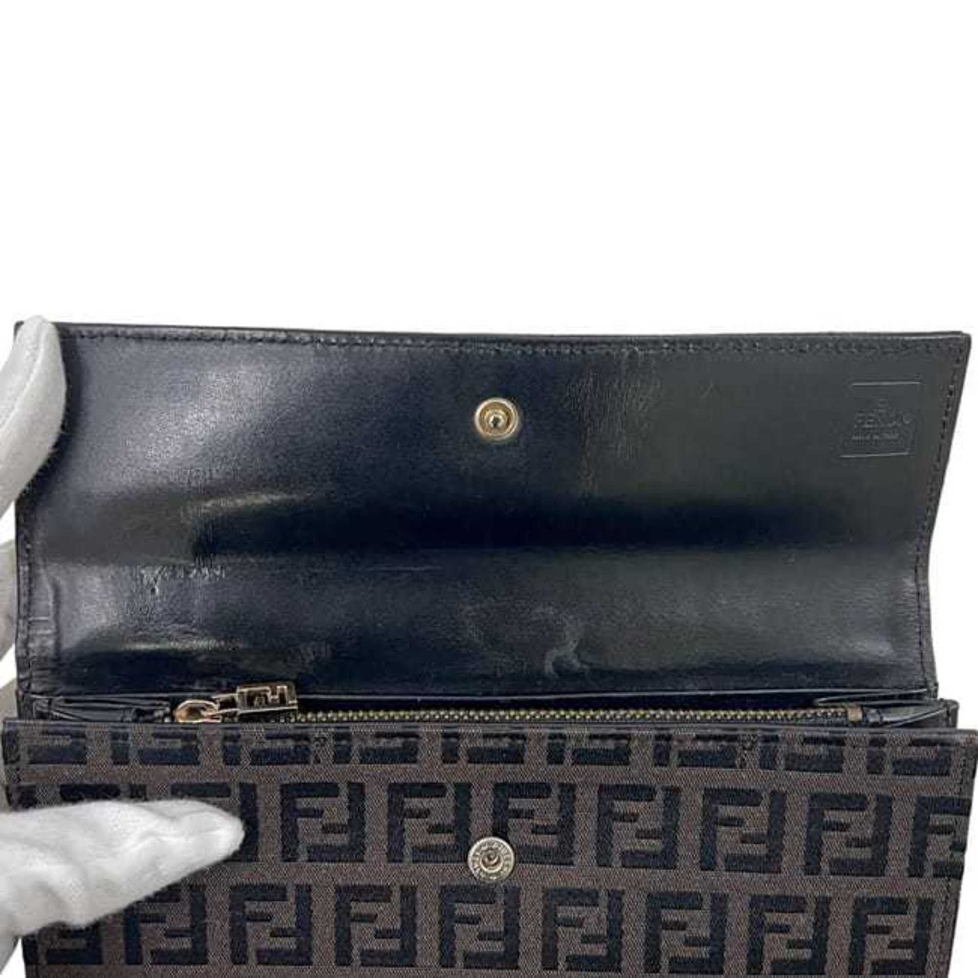 Fendi Fendi FF Brown Bifold Long Wallet ec-24290 Zucchino 8M0025 Canvas Leather FENDI Men's and Women's Size ONE SIZE - 7 Thumbnail