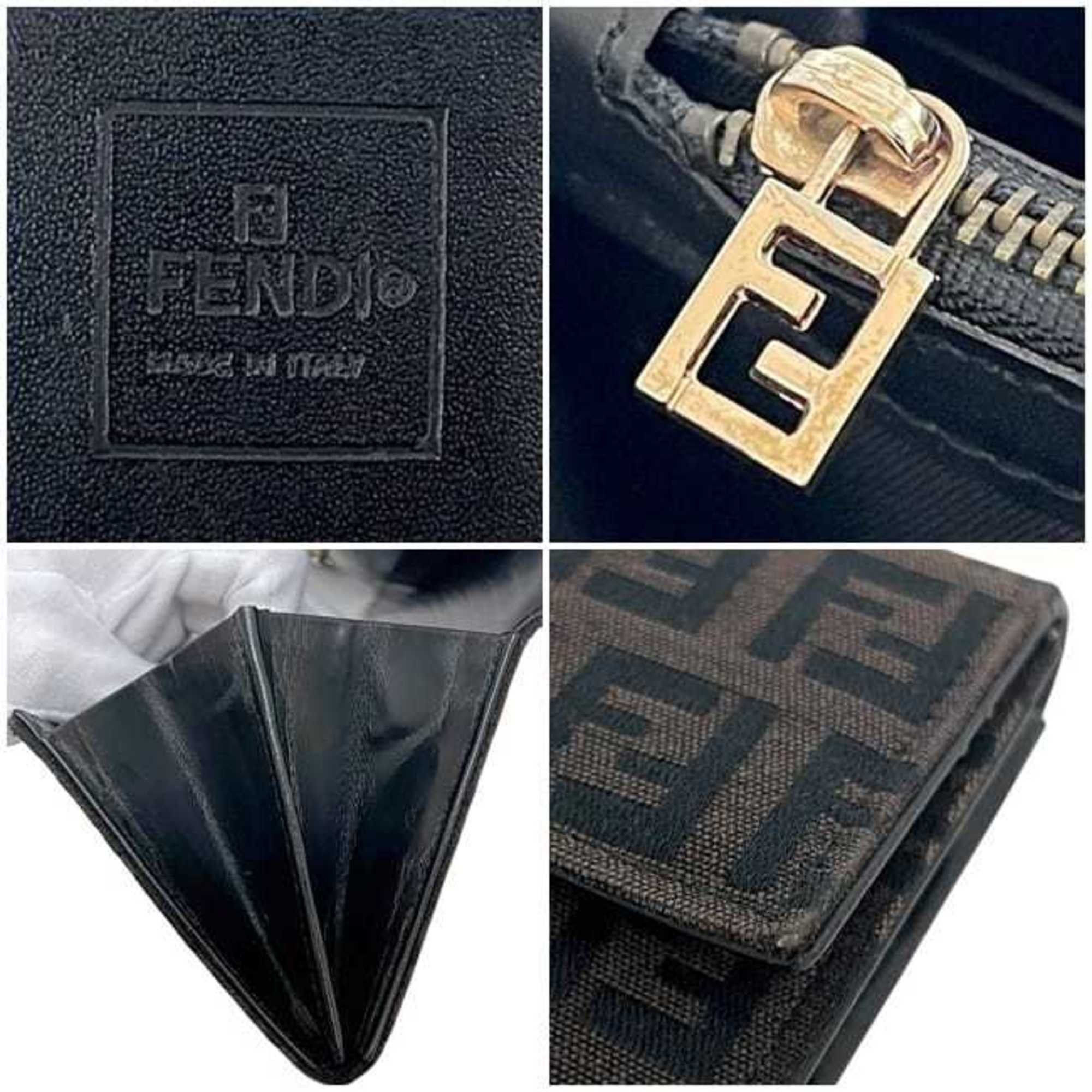 Fendi Fendi FF Brown Bifold Long Wallet ec-24290 Zucchino 8M0025 Canvas Leather FENDI Men's and Women's Size ONE SIZE - 5 Thumbnail
