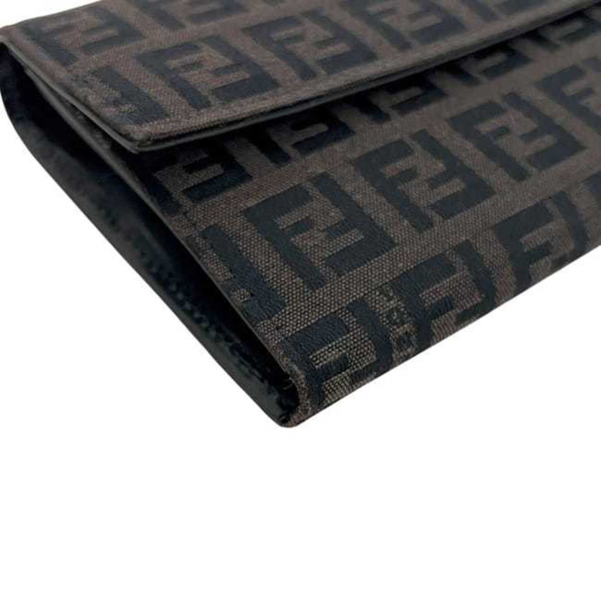 Fendi Fendi FF Brown Bifold Long Wallet ec-24290 Zucchino 8M0025 Canvas Leather FENDI Men's and Women's Size ONE SIZE - 6 Thumbnail