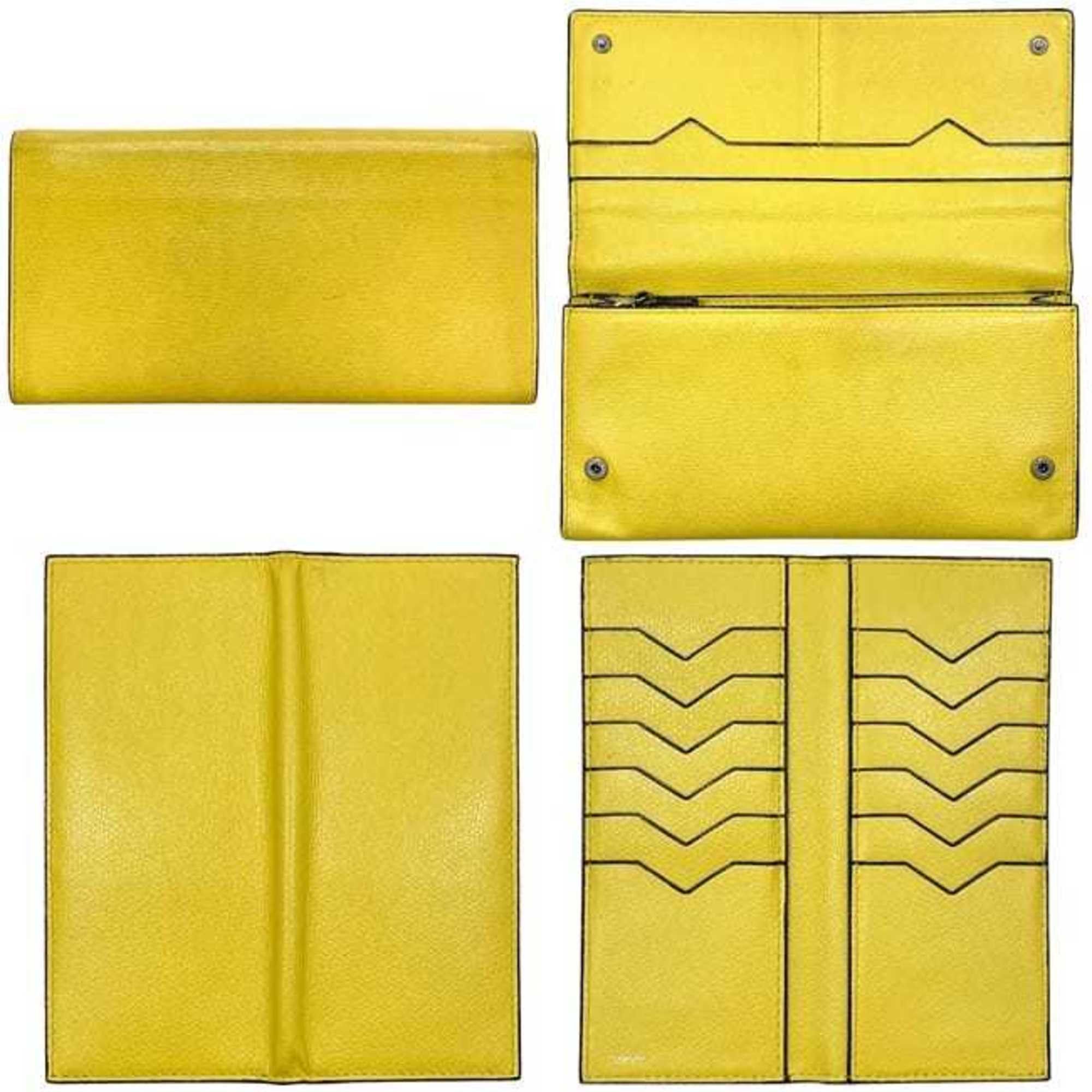 Valextra Valextra Bifold Long Wallet ec-24367 Yellow V9L15-028-000J-OC Leather R 0L Flap Men's Women's Size ONE SIZE - 3 Thumbnail