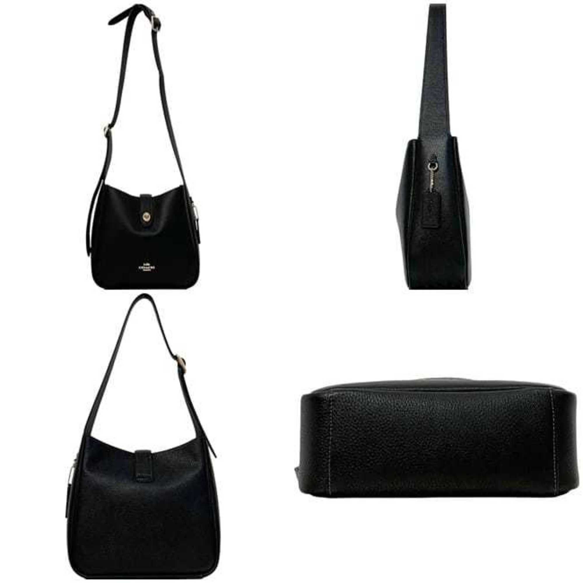 Coach Coach Hadley Convertible Crossbody Bag (f-24336) in Black (CW002) IMBLK Leather. This black shoulder bag features a turnlock closure and is perfect for women. Size ONE SIZE - 3 Thumbnail