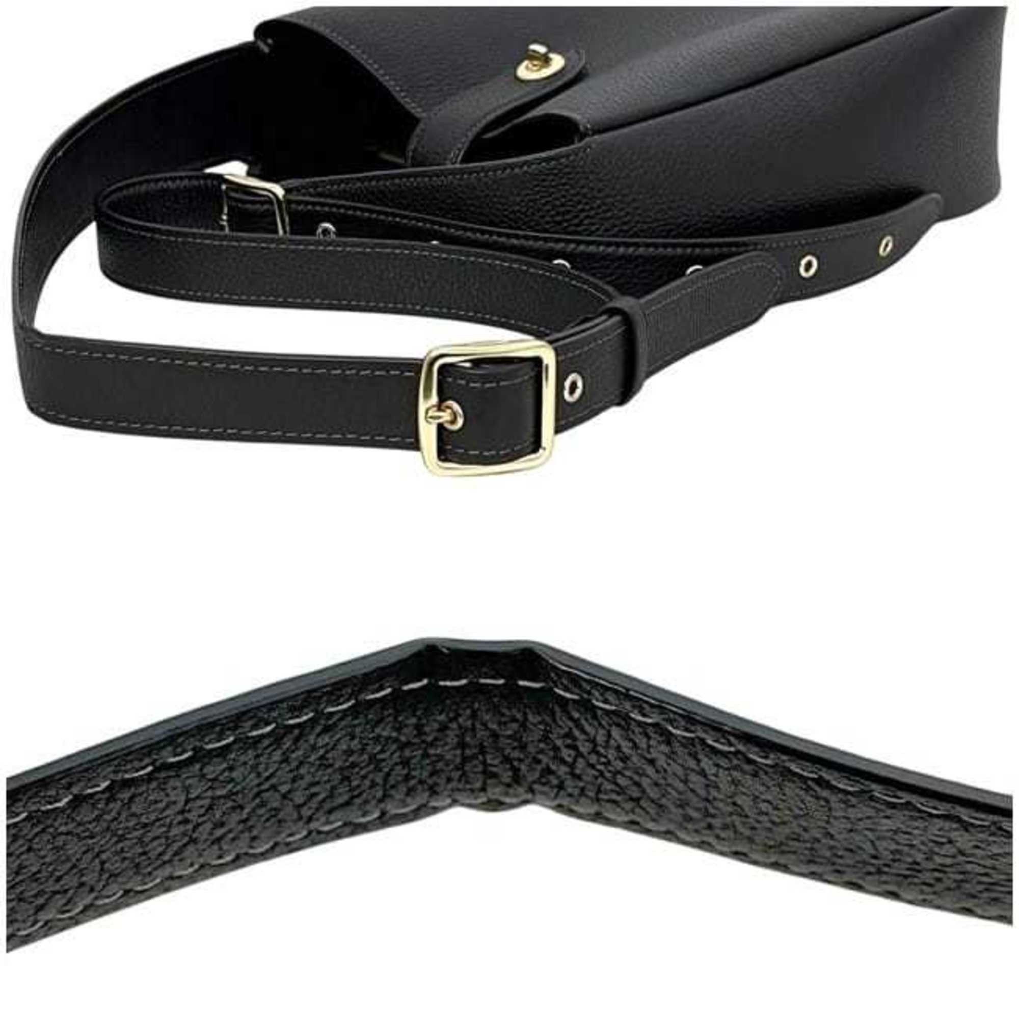 Coach Coach Hadley Convertible Crossbody Bag (f-24336) in Black (CW002) IMBLK Leather. This black shoulder bag features a turnlock closure and is perfect for women. Size ONE SIZE - 4 Thumbnail
