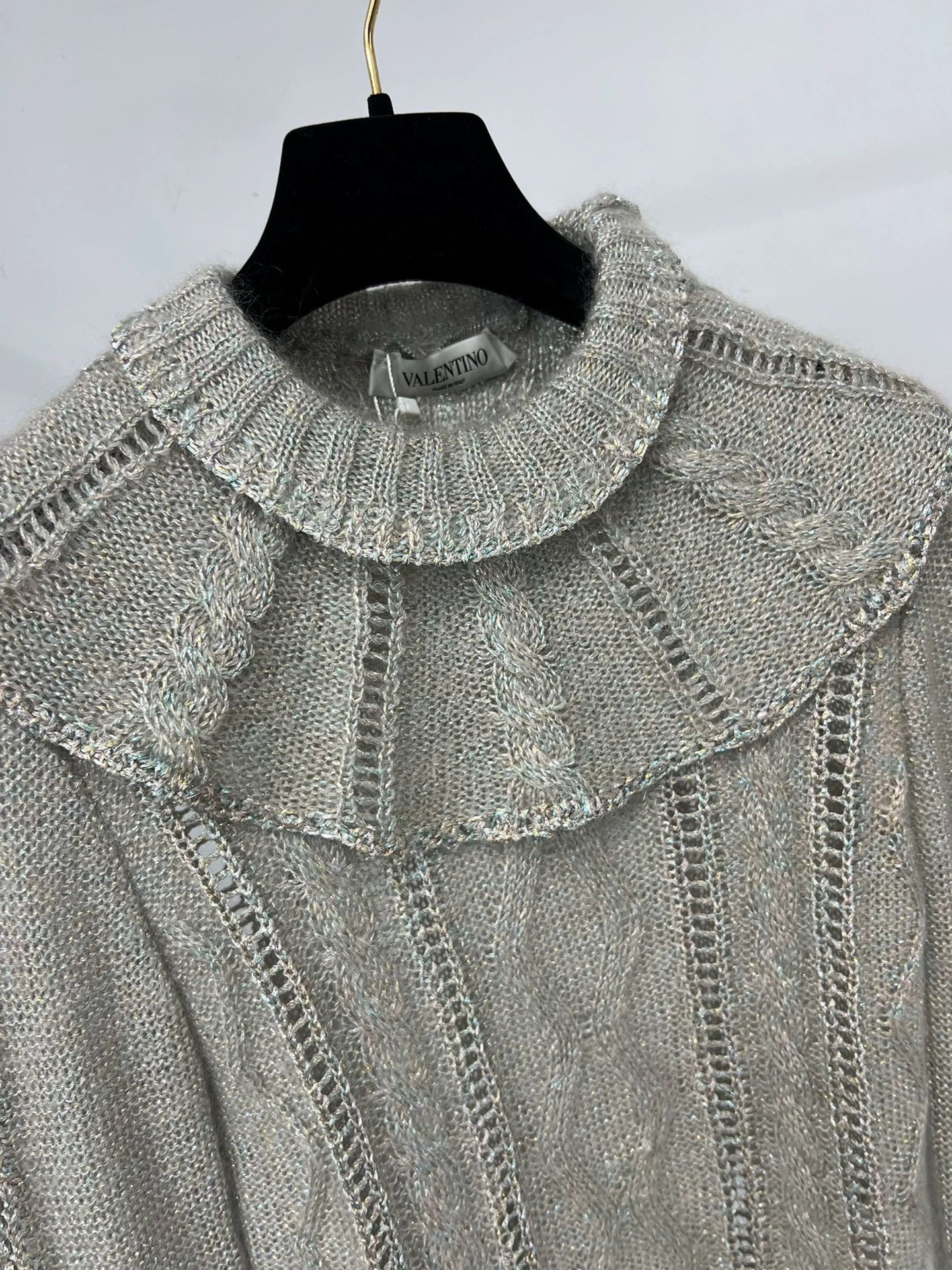 Valentino Valentino Gray Ruffled Collar Knit Sweater - dmc Size US S / EU 44-46 / 1 - 2 Thumbnail
