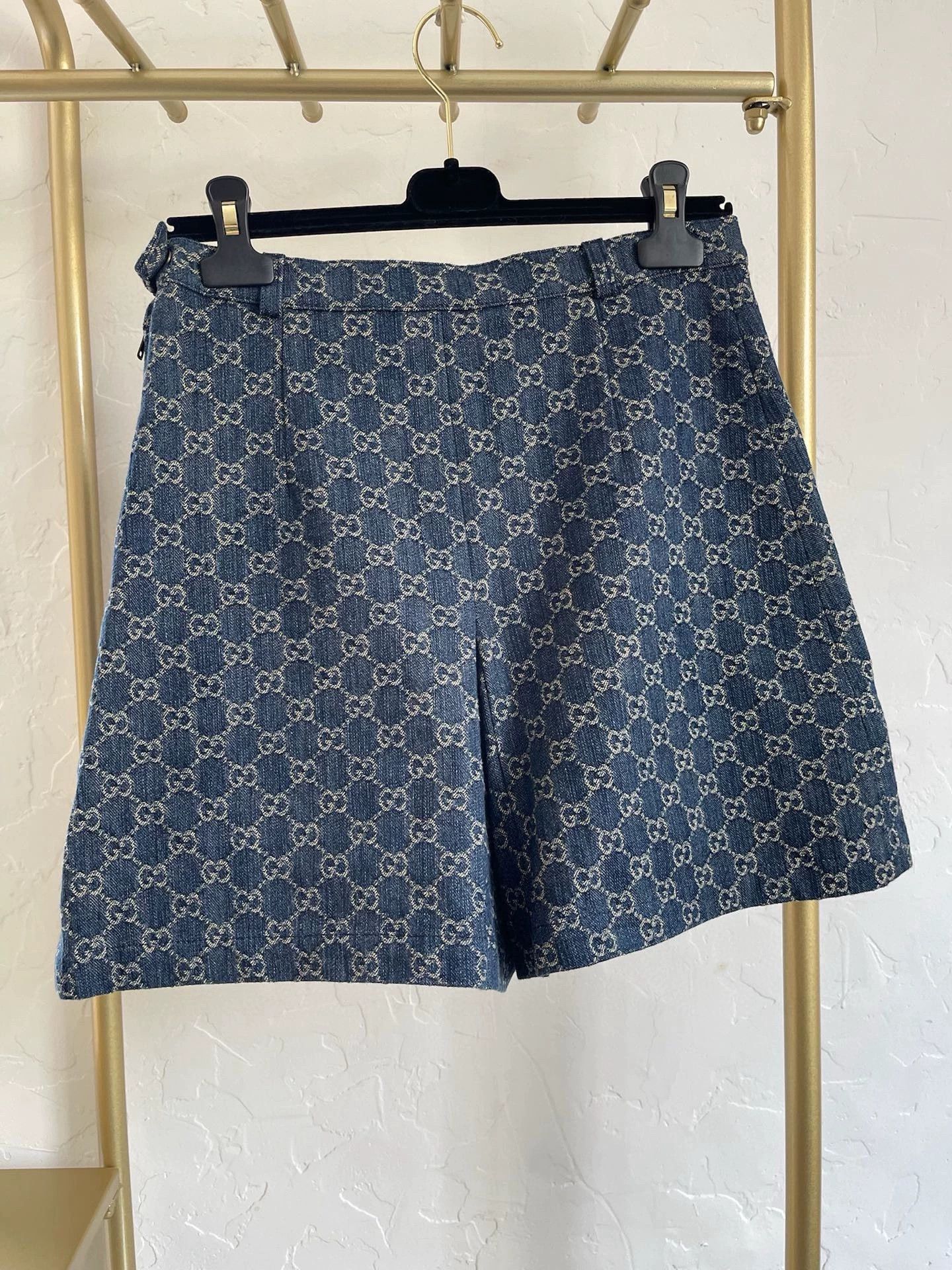 Gucci Gucci Denim Monogram Patchwork Shorts - dmc Size US 31 - 2 Thumbnail