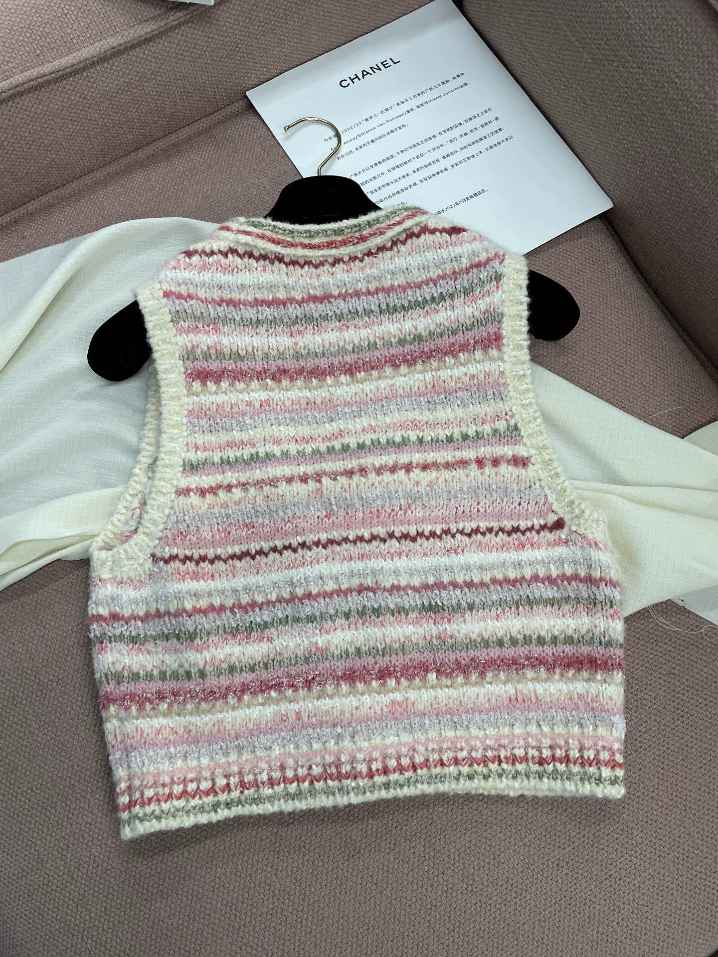 Chanel Chanel Pink Stripe Bow Button Vest - dmc Size US S / EU 44-46 / 1 - 3 Thumbnail