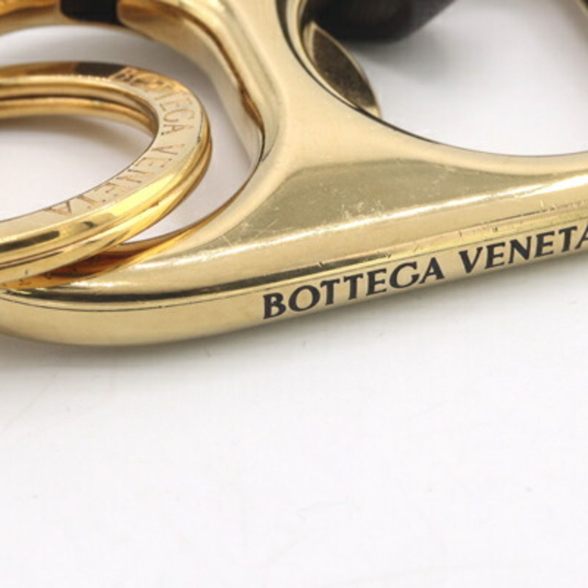 Bottega Veneta Bottega Veneta Key Ring, Gold, Dark Brown Leather, Metal Neck Strap, Keychain for Men and Women, BOTTEGA VENETA Size ONE SIZE - 5 Thumbnail