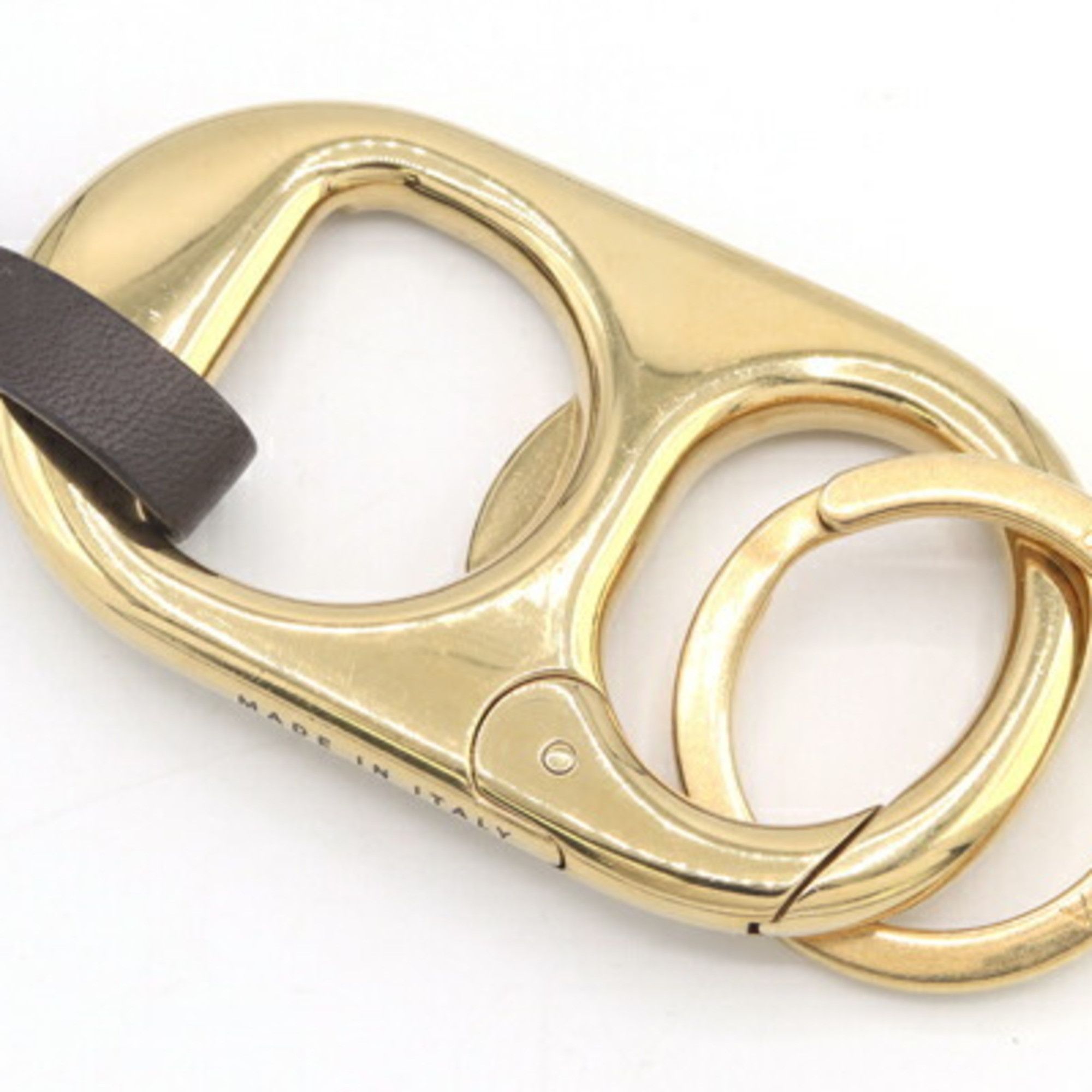Bottega Veneta Bottega Veneta Key Ring, Gold, Dark Brown Leather, Metal Neck Strap, Keychain for Men and Women, BOTTEGA VENETA Size ONE SIZE - 4 Thumbnail