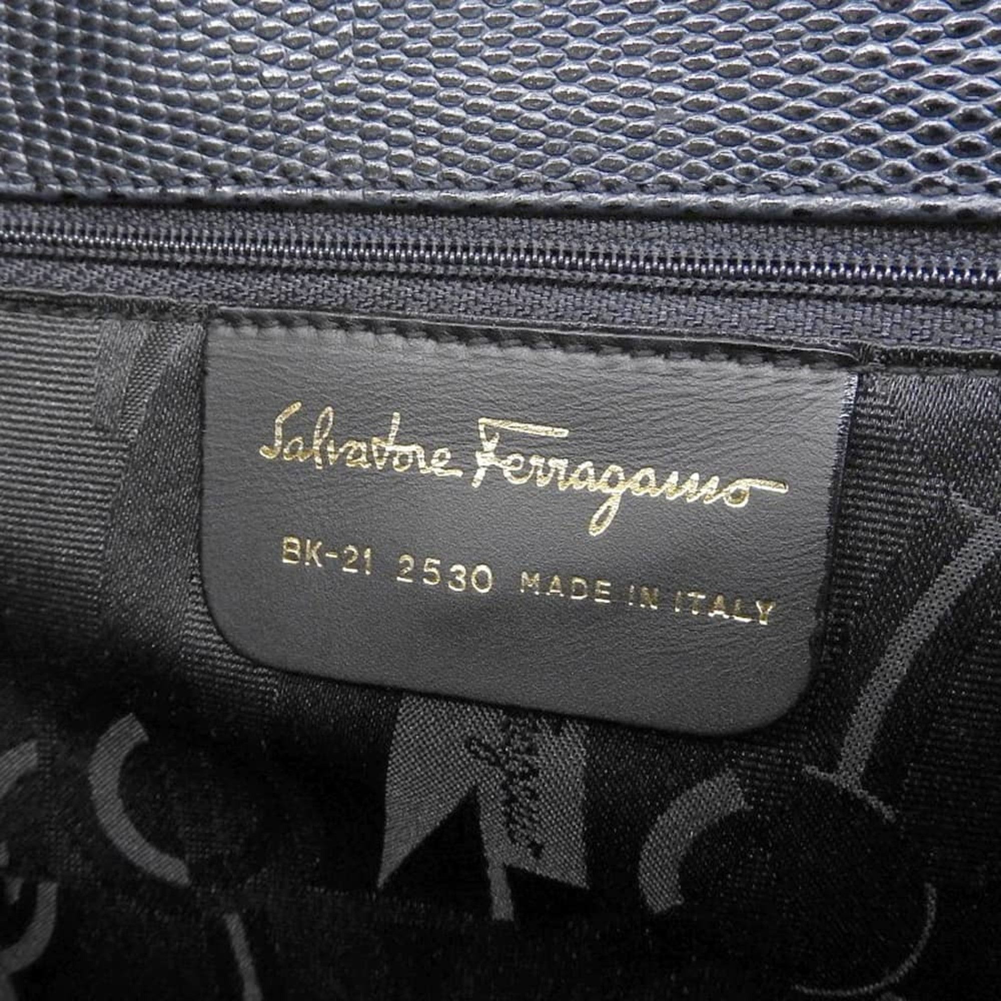 Salvatore Ferragamo Salvatore Ferragamo Vara Ribbon Tote Bag BK-21 2530 in Navy Leather Size ONE SIZE - 6 Thumbnail