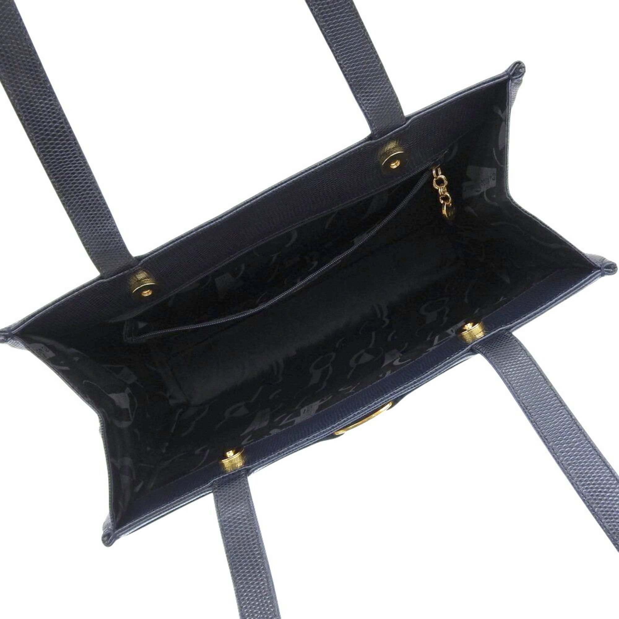 Salvatore Ferragamo Salvatore Ferragamo Vara Ribbon Tote Bag BK-21 2530 in Navy Leather Size ONE SIZE - 3 Thumbnail