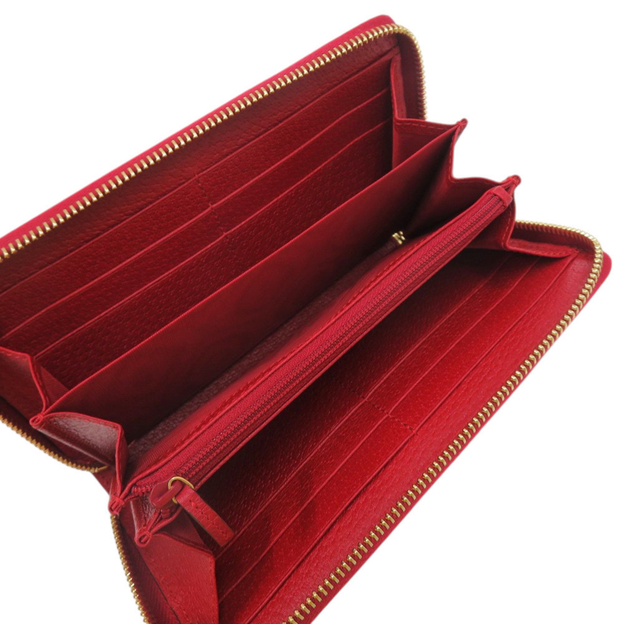 Gucci Gucci Tricolor Print Zip-Around Wallet 524790 Canvas Leather Red Long 0829 GUCCI Size ONE SIZE - 6 Thumbnail