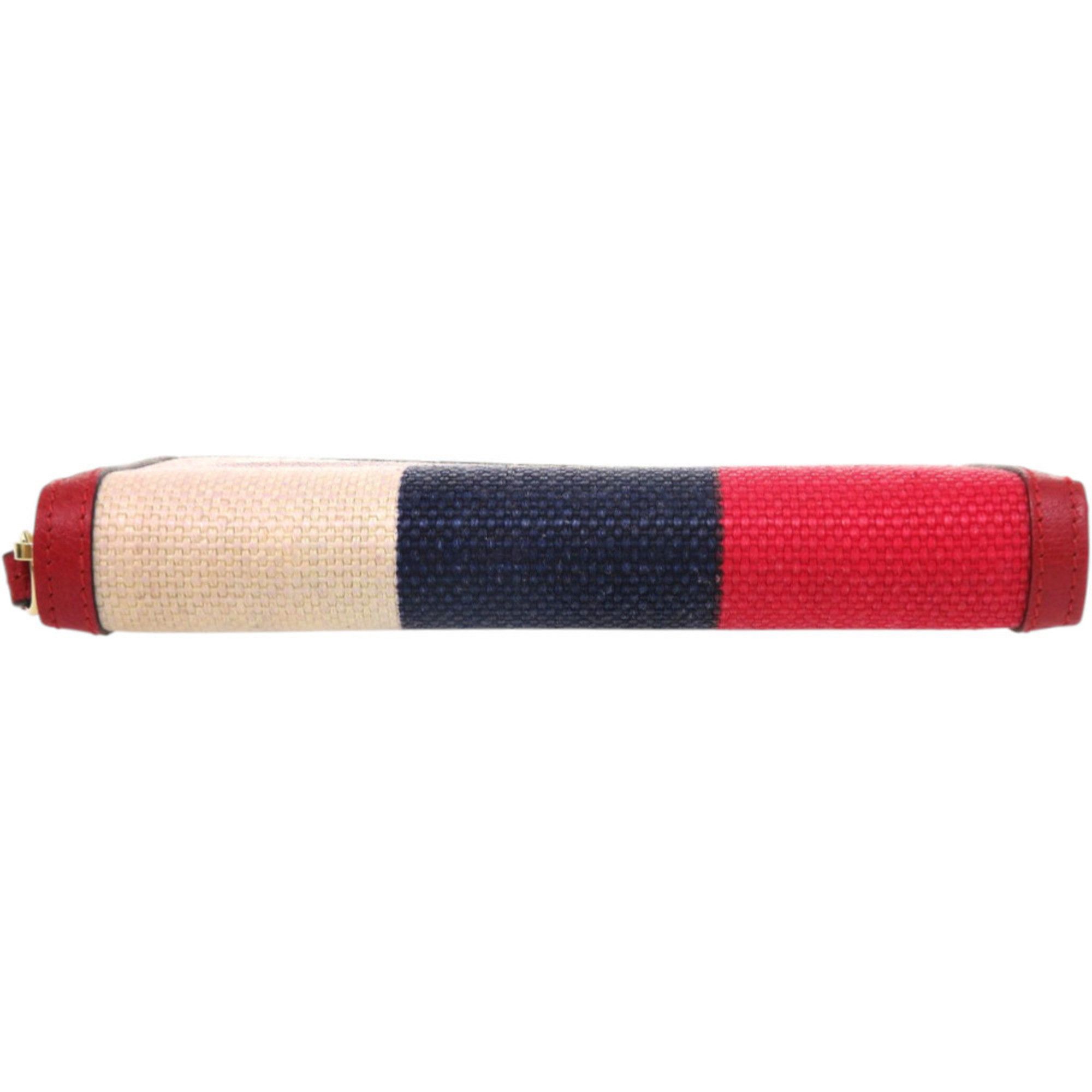Gucci Gucci Tricolor Print Zip-Around Wallet 524790 Canvas Leather Red Long 0829 GUCCI Size ONE SIZE - 5 Thumbnail