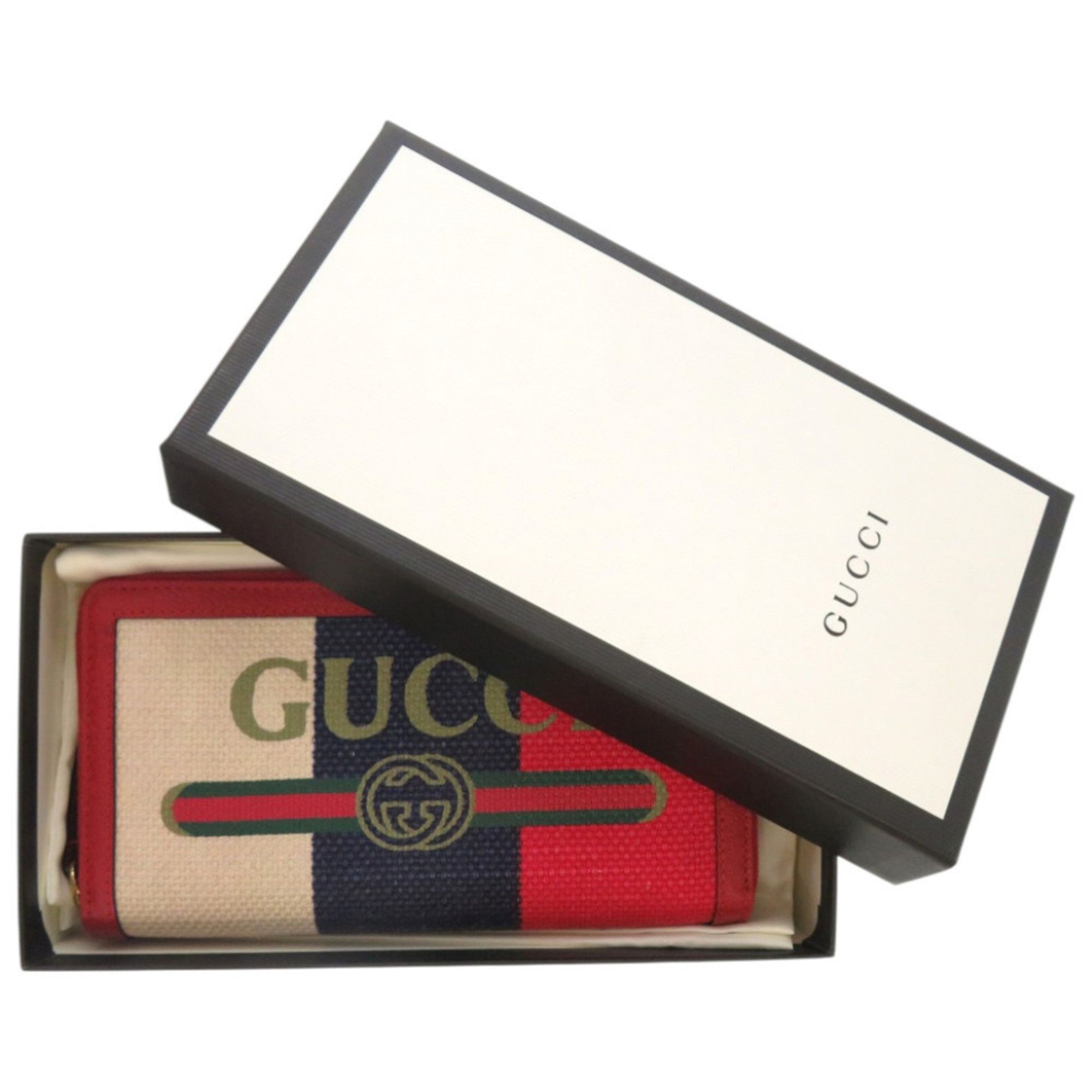 Gucci Gucci Tricolor Print Zip-Around Wallet 524790 Canvas Leather Red Long 0829 GUCCI Size ONE SIZE - 2 Thumbnail