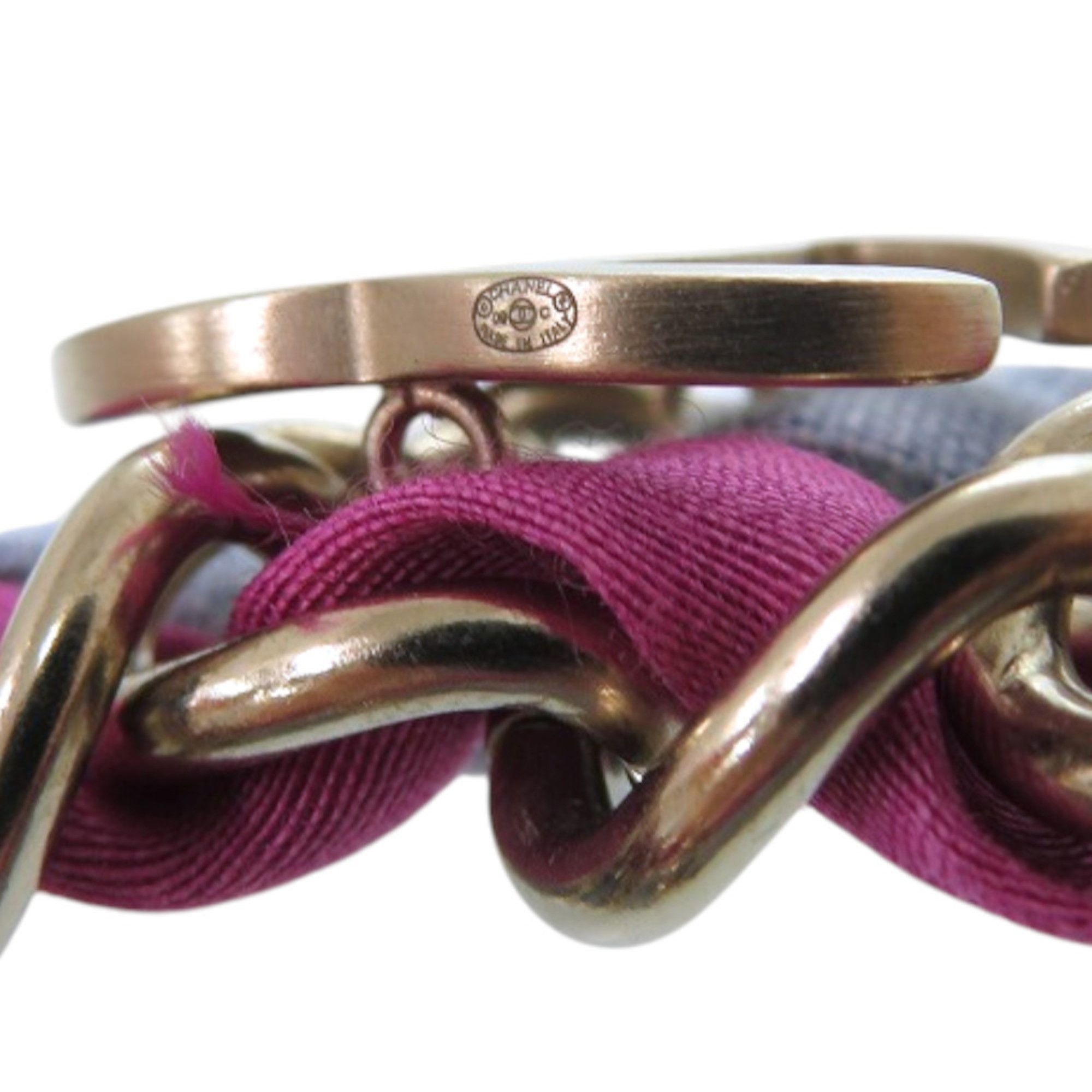 Chanel CHANEL 2-Strand Chain Coco Mark Metal Fabric Purple and Light Blue Bracelet 0837 Size ONE SIZE - 5 Thumbnail