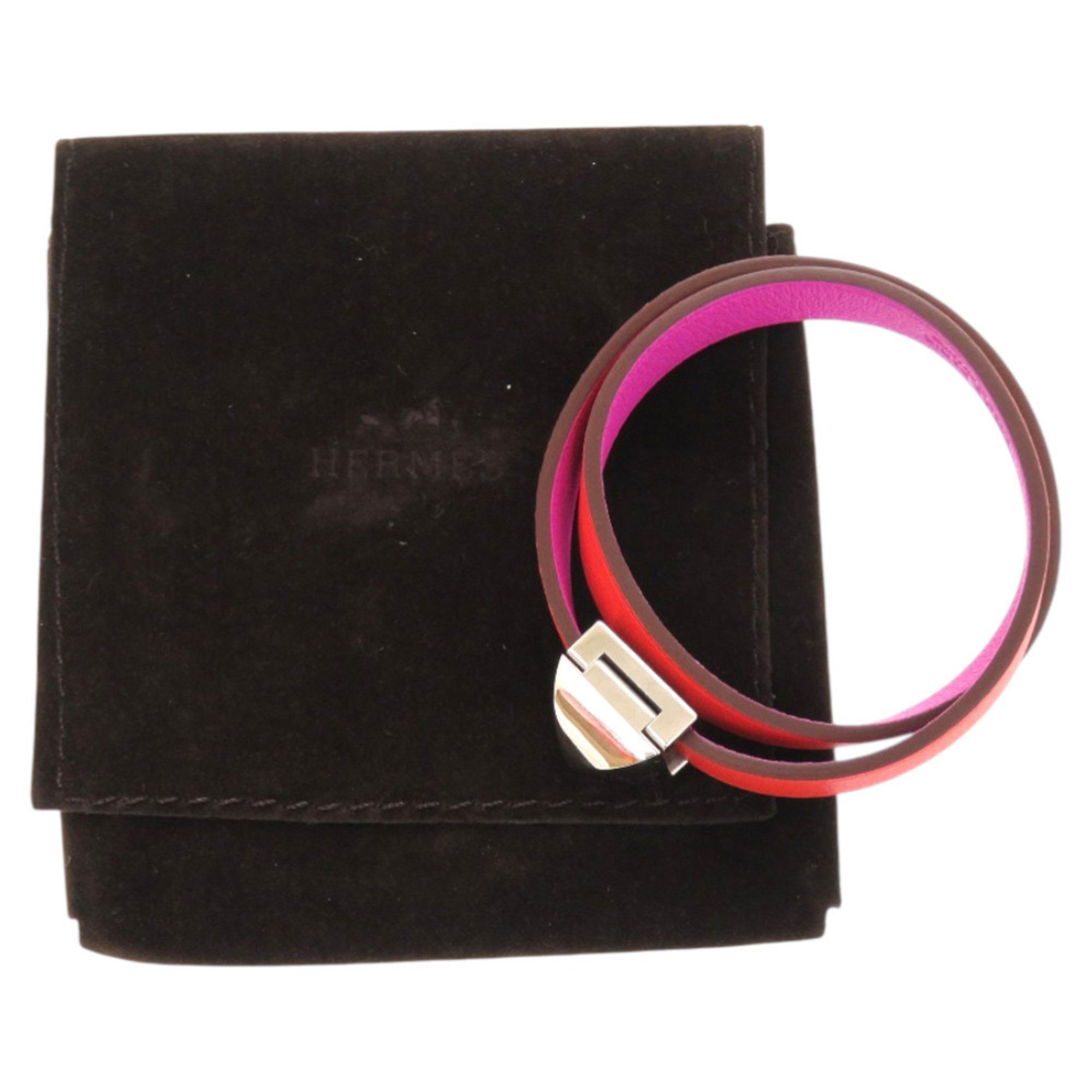 Hermes Like new Hermès Double Tour Infinie Medor leather and metal orange purple bicolor bracelet 0160 HERMES Size ONE SIZE - 2 Thumbnail