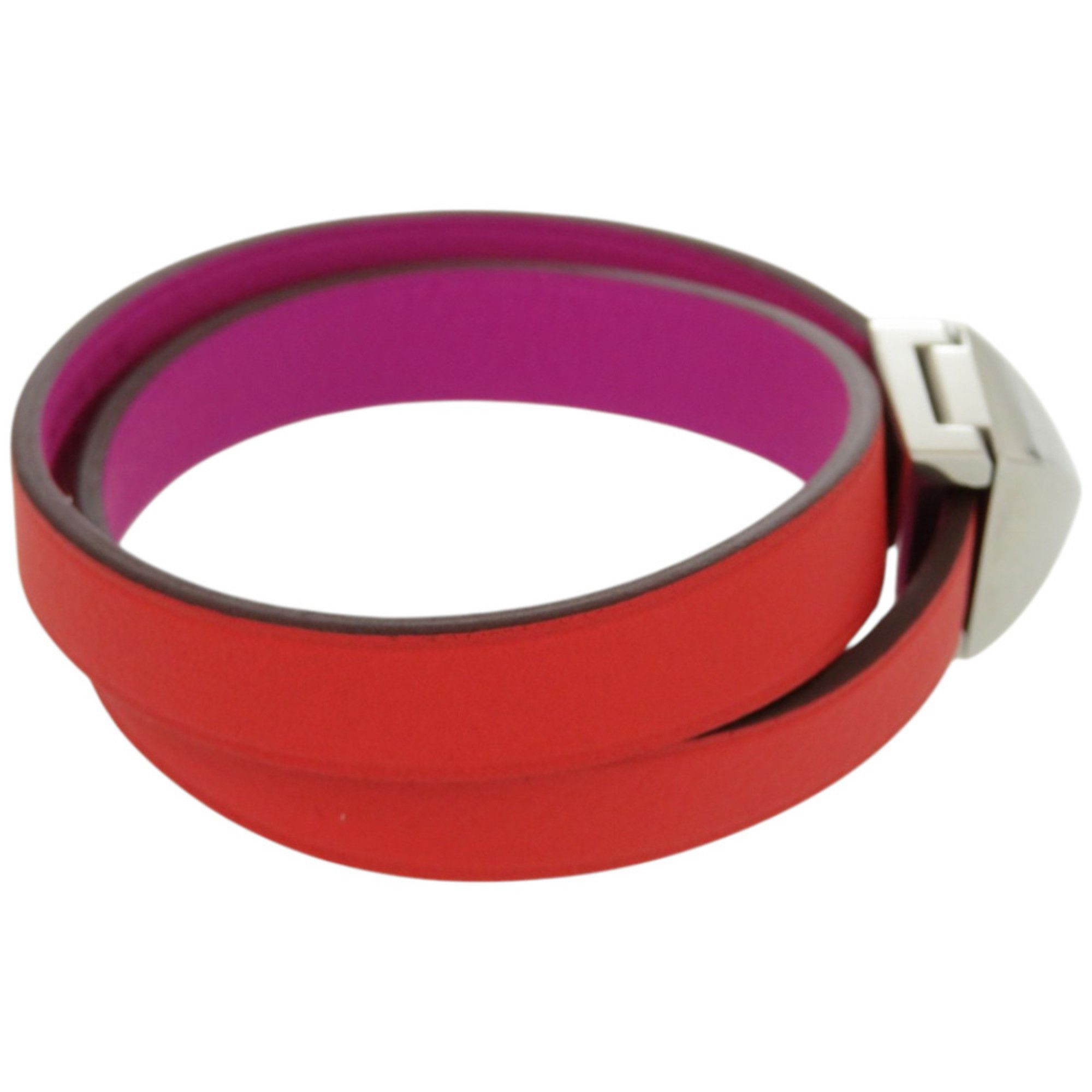 Hermes Like new Hermès Double Tour Infinie Medor leather and metal orange purple bicolor bracelet 0160 HERMES Size ONE SIZE - 5 Thumbnail
