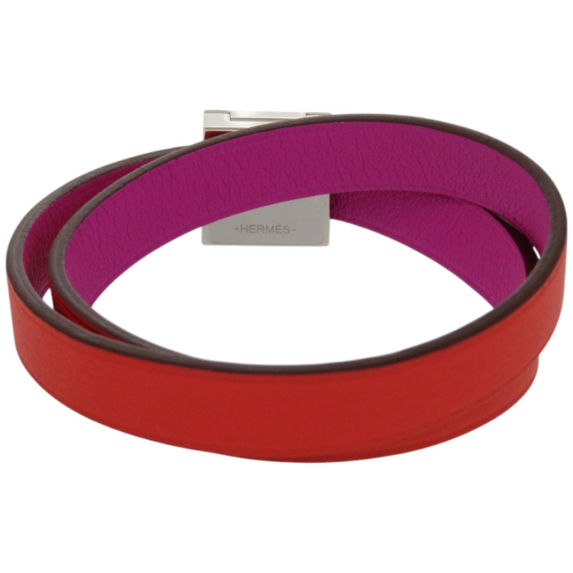 Hermes Like new Hermès Double Tour Infinie Medor leather and metal orange purple bicolor bracelet 0160 HERMES Size ONE SIZE - 3 Thumbnail