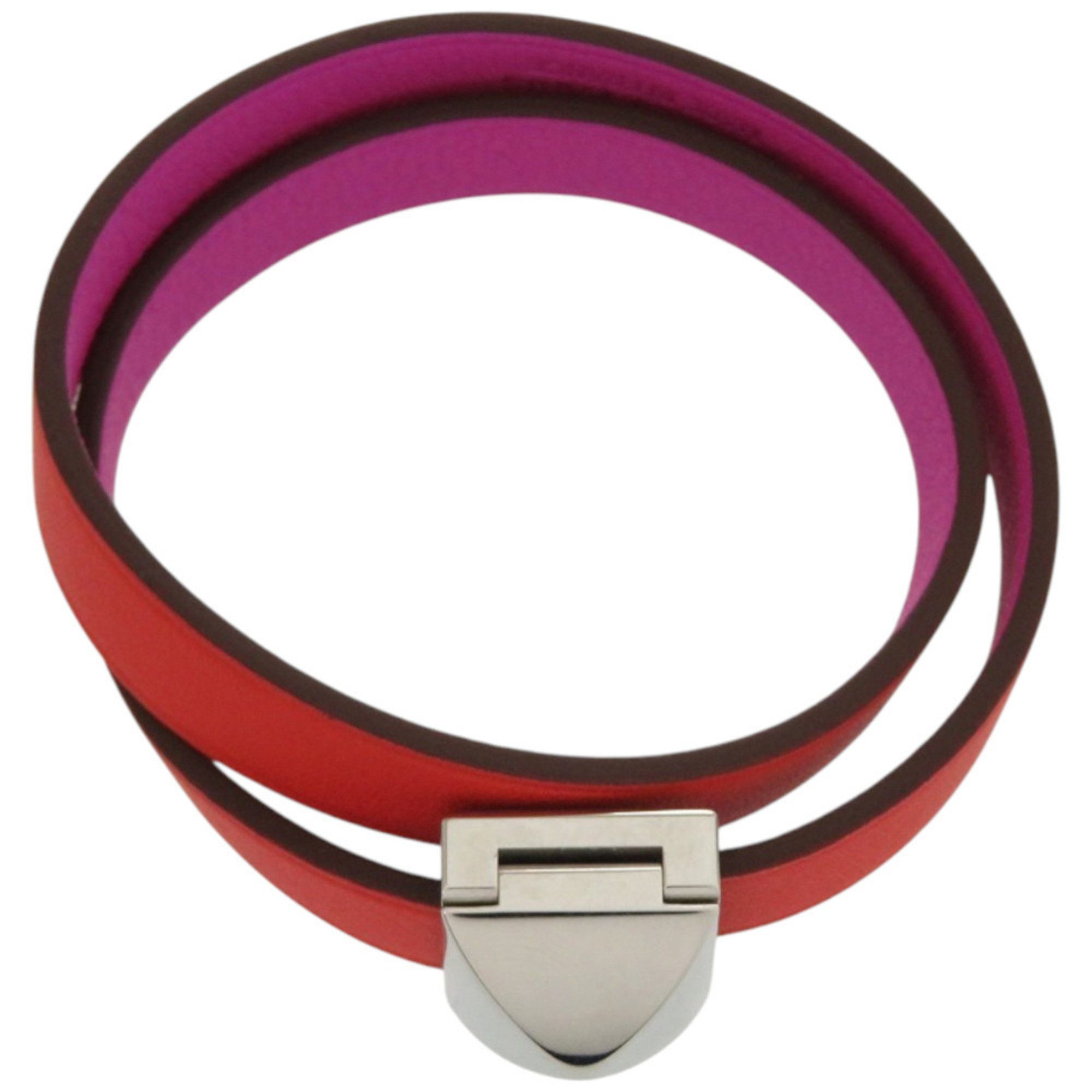 Hermes Like new Hermès Double Tour Infinie Medor leather and metal orange purple bicolor bracelet 0160 HERMES Size ONE SIZE - 6 Thumbnail