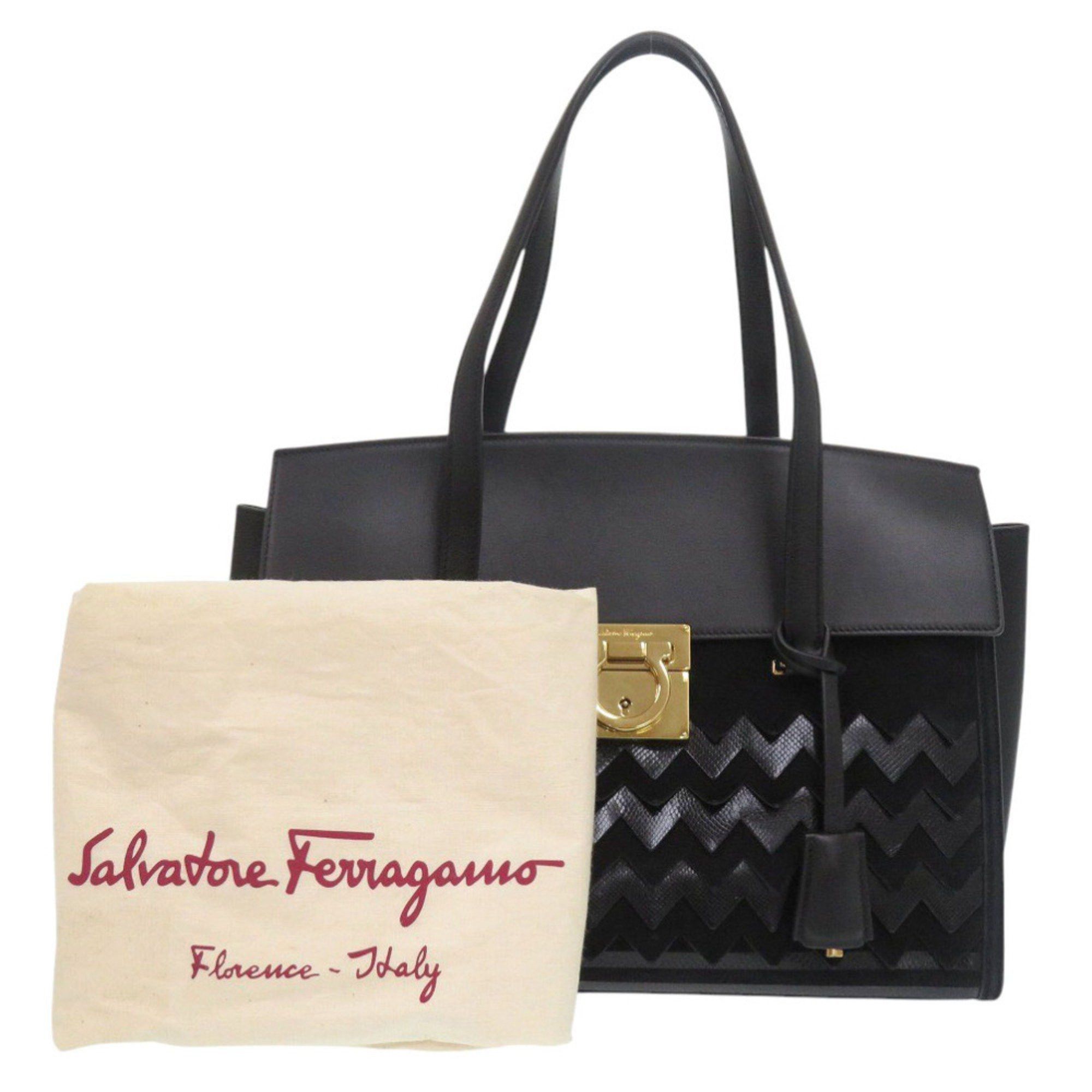 Salvatore Ferragamo Salvatore Ferragamo Gancini Leather Black Handbag 1248 Size ONE SIZE - 2 Thumbnail