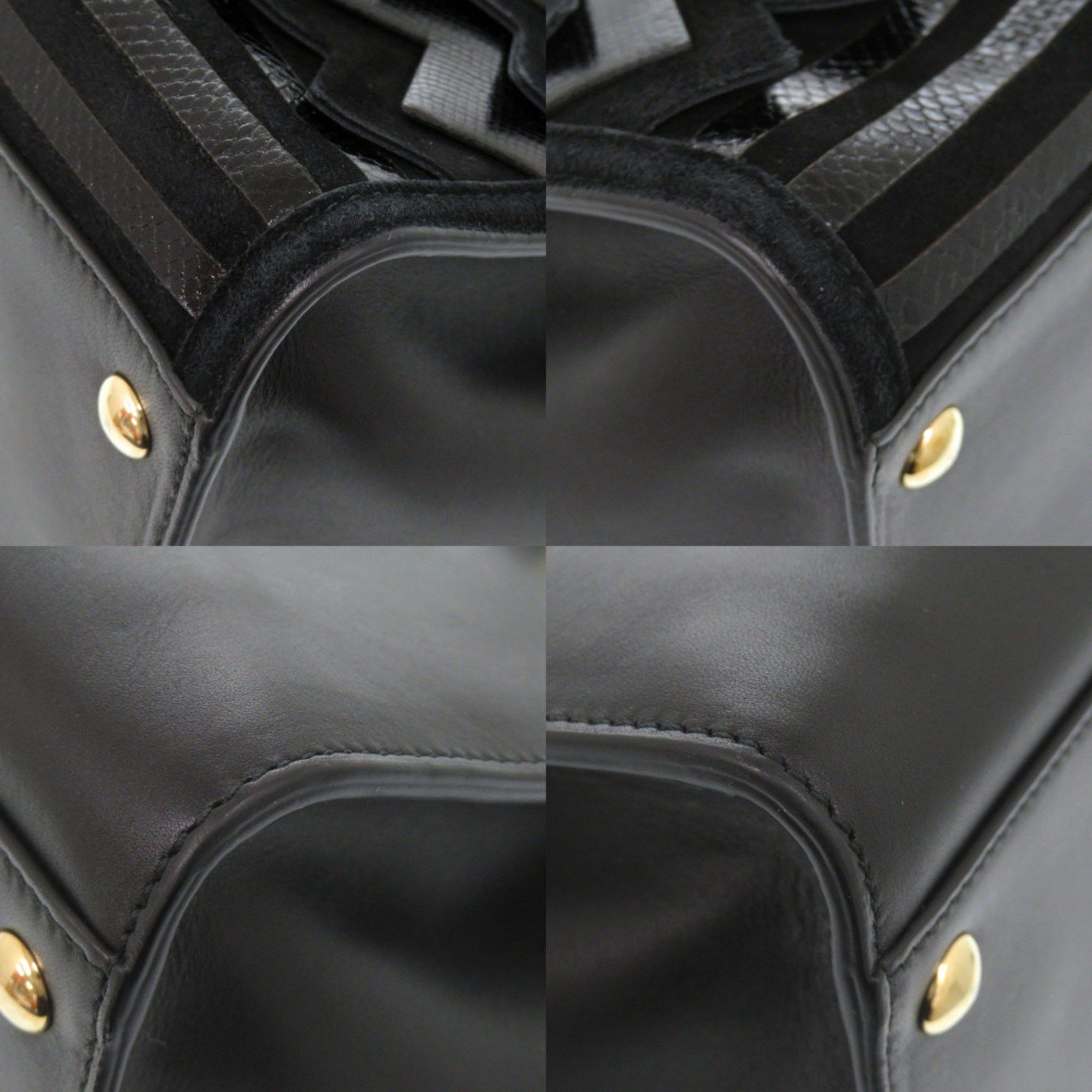 Salvatore Ferragamo Salvatore Ferragamo Gancini Leather Black Handbag 1248 Size ONE SIZE - 4 Thumbnail