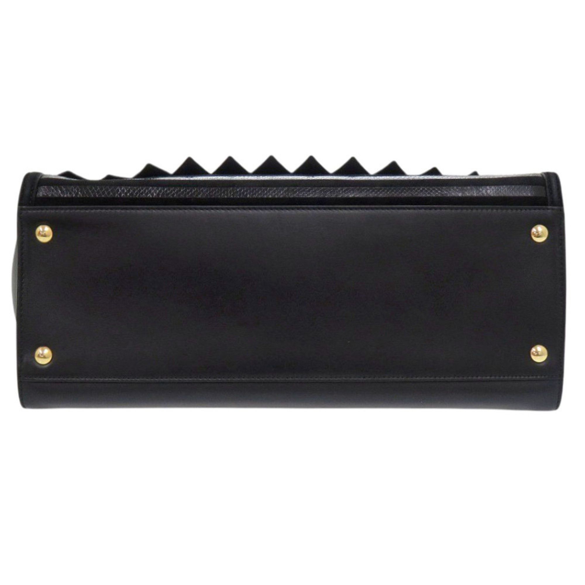 Salvatore Ferragamo Salvatore Ferragamo Gancini Leather Black Handbag 1248 Size ONE SIZE - 5 Thumbnail
