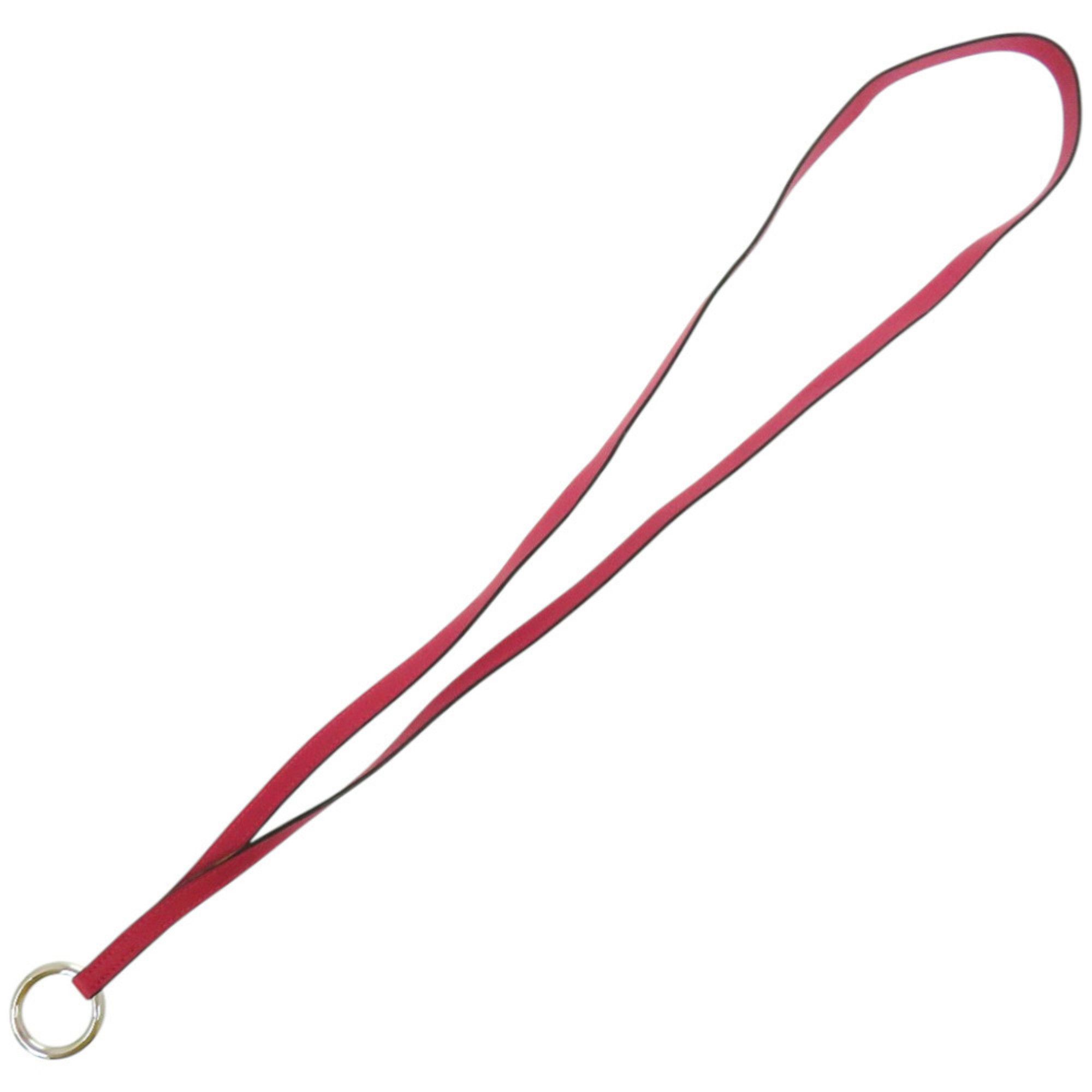 Hermes Hermes Leather Neck Strap with Raspberry Y Stamp, 1185 HERMES Size ONE SIZE - 3 Thumbnail
