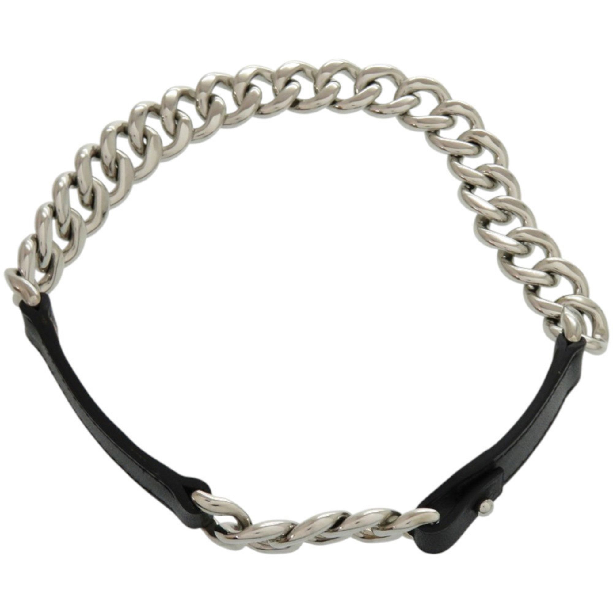 Hermes Hermès necklace, box chain, Vau Barenia metal, black, Q engraved, choker, 0929 HERMES Size ONE SIZE - 2 Thumbnail