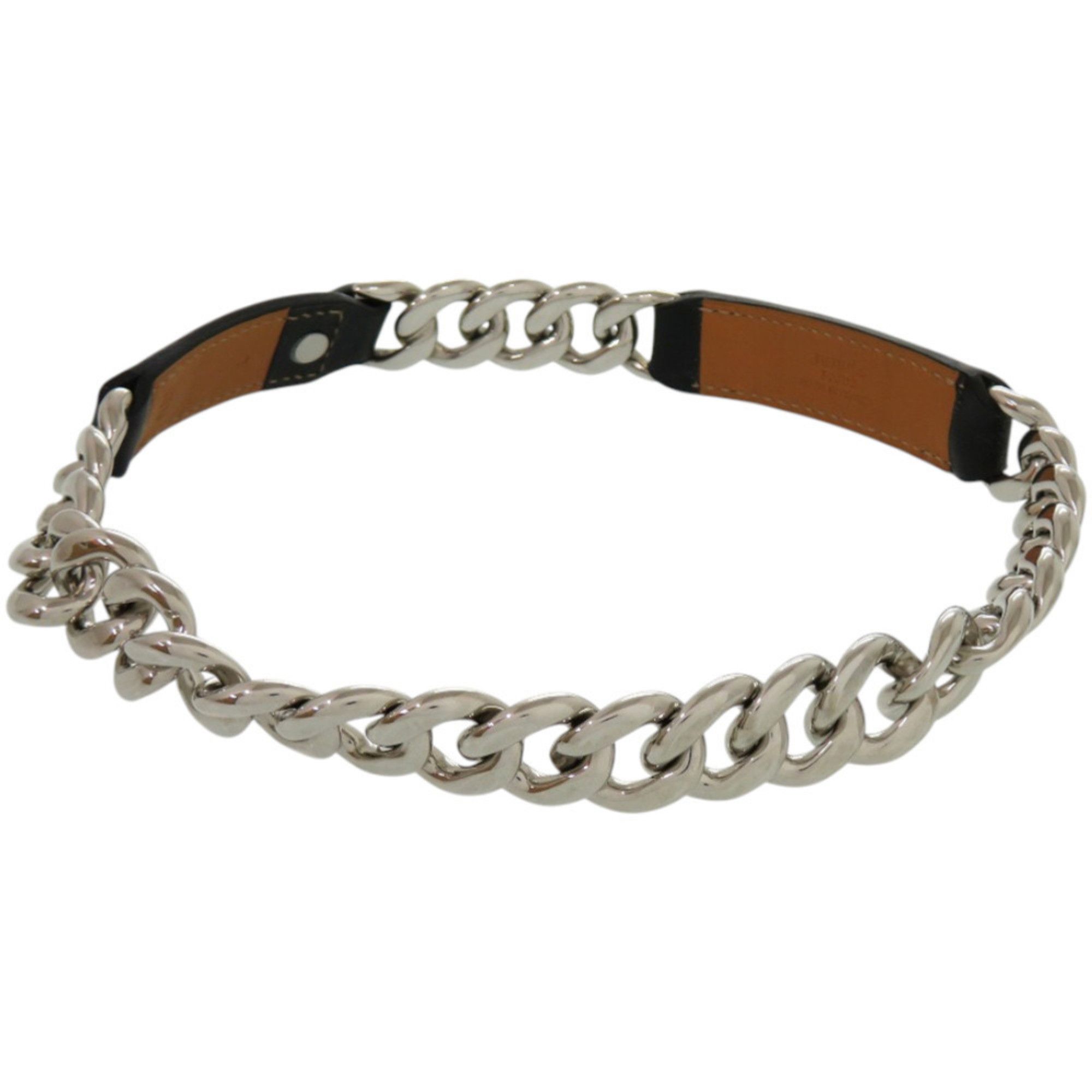 Hermes Hermès necklace, box chain, Vau Barenia metal, black, Q engraved, choker, 0929 HERMES Size ONE SIZE - 3 Thumbnail