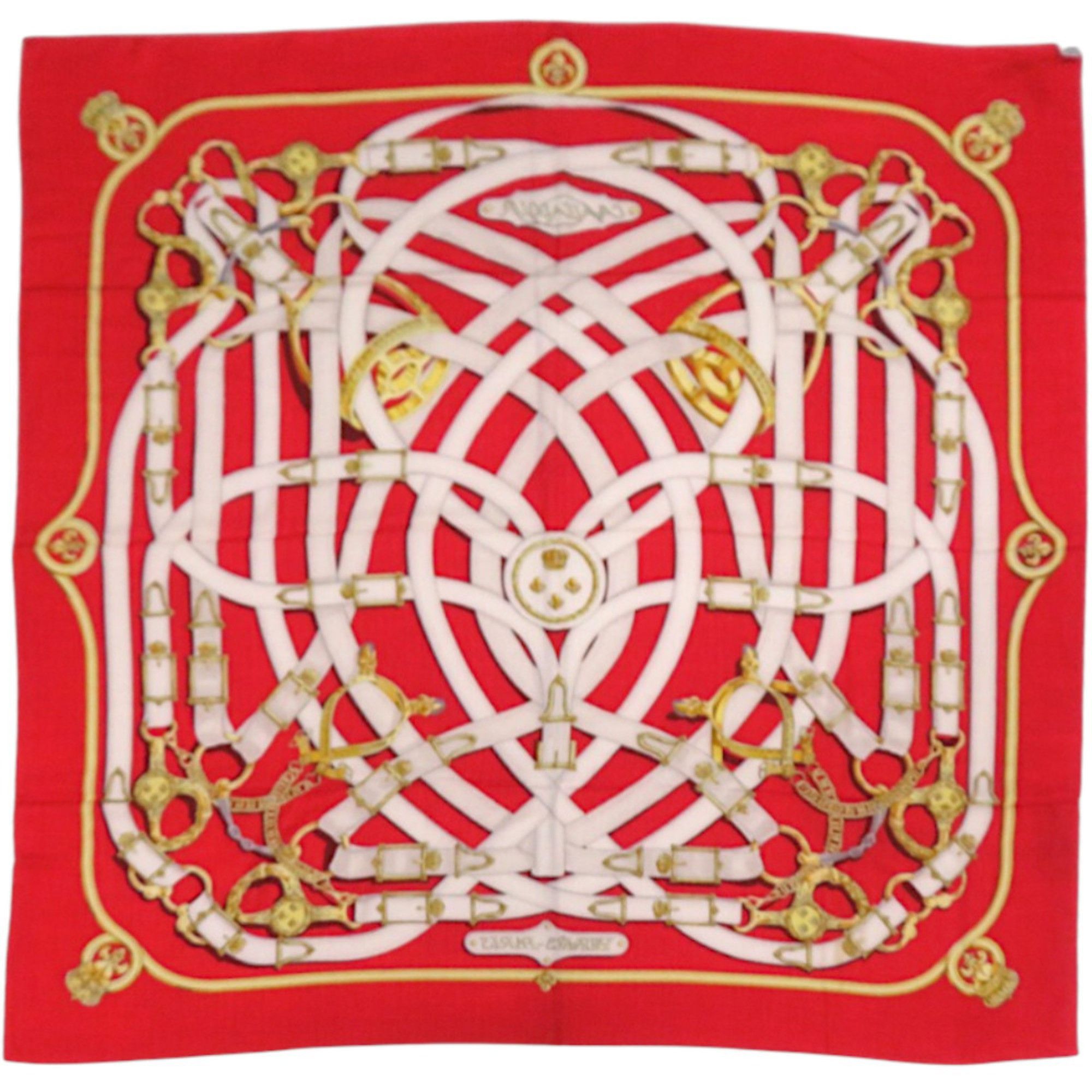 Hermes Hermes Like new Hermès Carré 140 CAVALCADOUR cashmere and silk scarf in red (1379) Size ONE SIZE - 3 Thumbnail