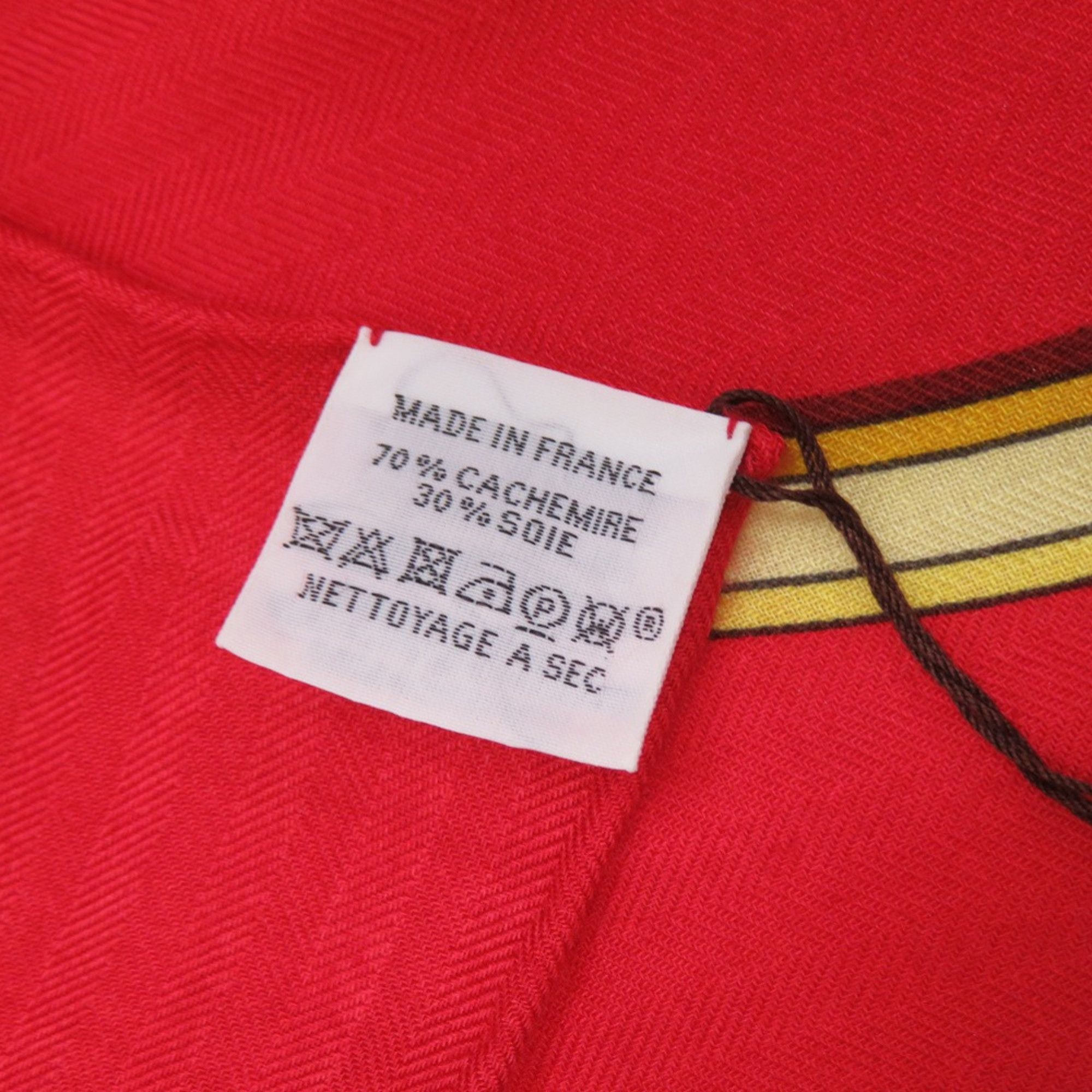 Hermes Hermes Like new Hermès Carré 140 CAVALCADOUR cashmere and silk scarf in red (1379) Size ONE SIZE - 4 Thumbnail