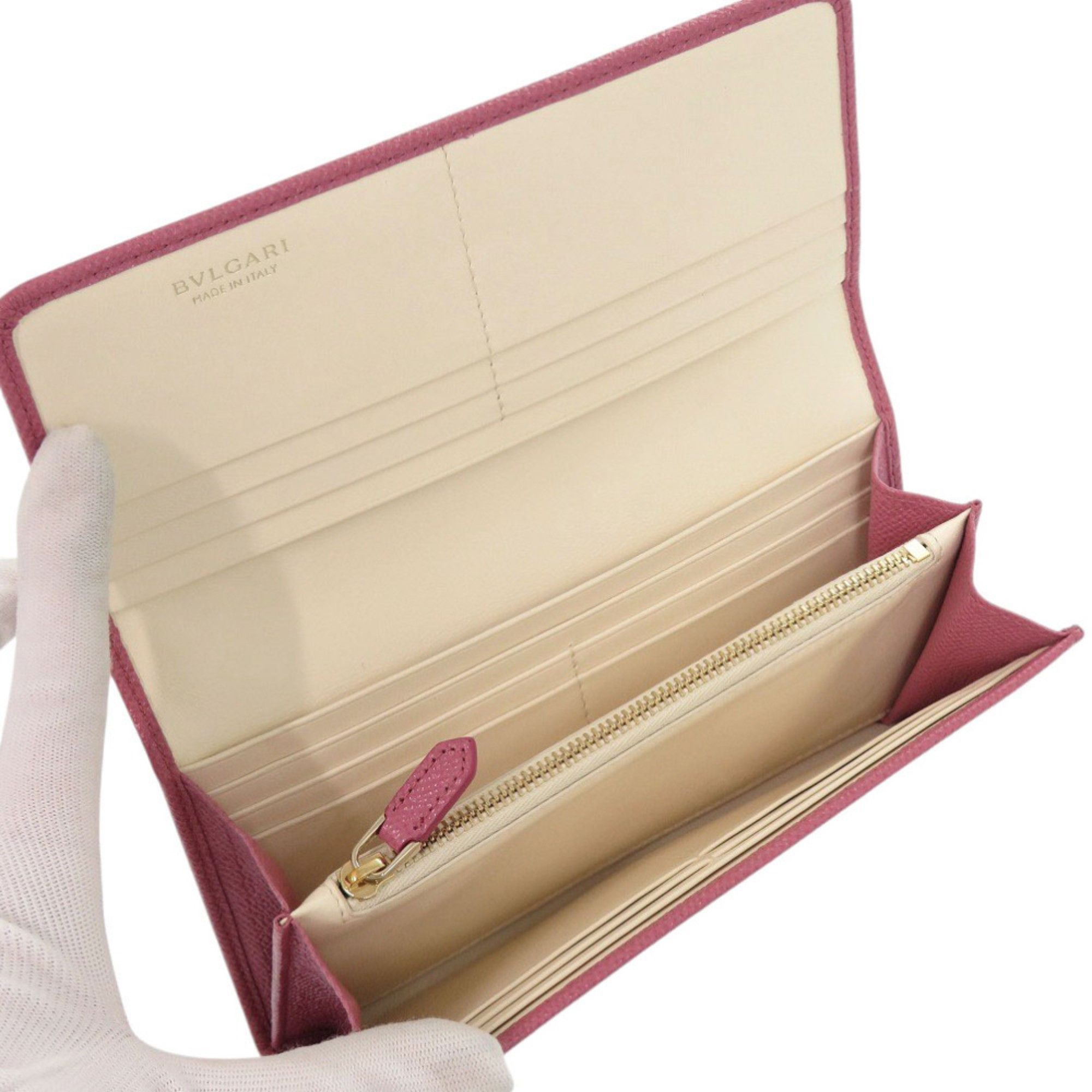 Bvlgari Like new BVLGARI logo clip leather pink long wallet 1274 Size ONE SIZE - 6 Thumbnail