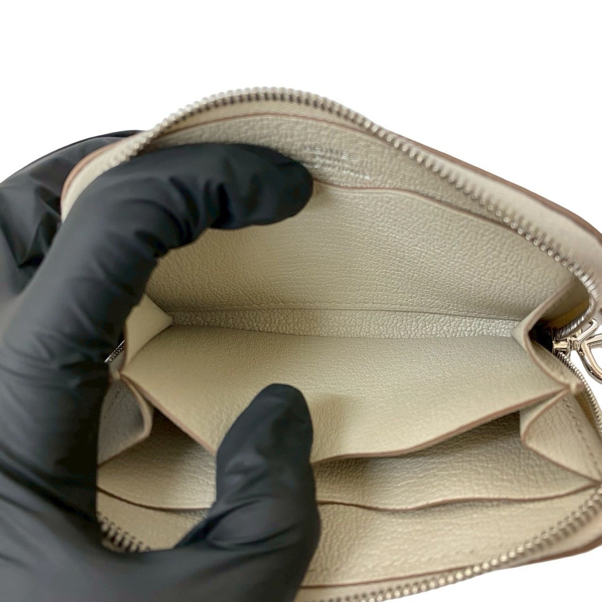 Hermes B-stamped HERMES Zip & Go Leather Coin Purse/Business Card Case, Off-White, 552-6 Size ONE SIZE - 8 Thumbnail