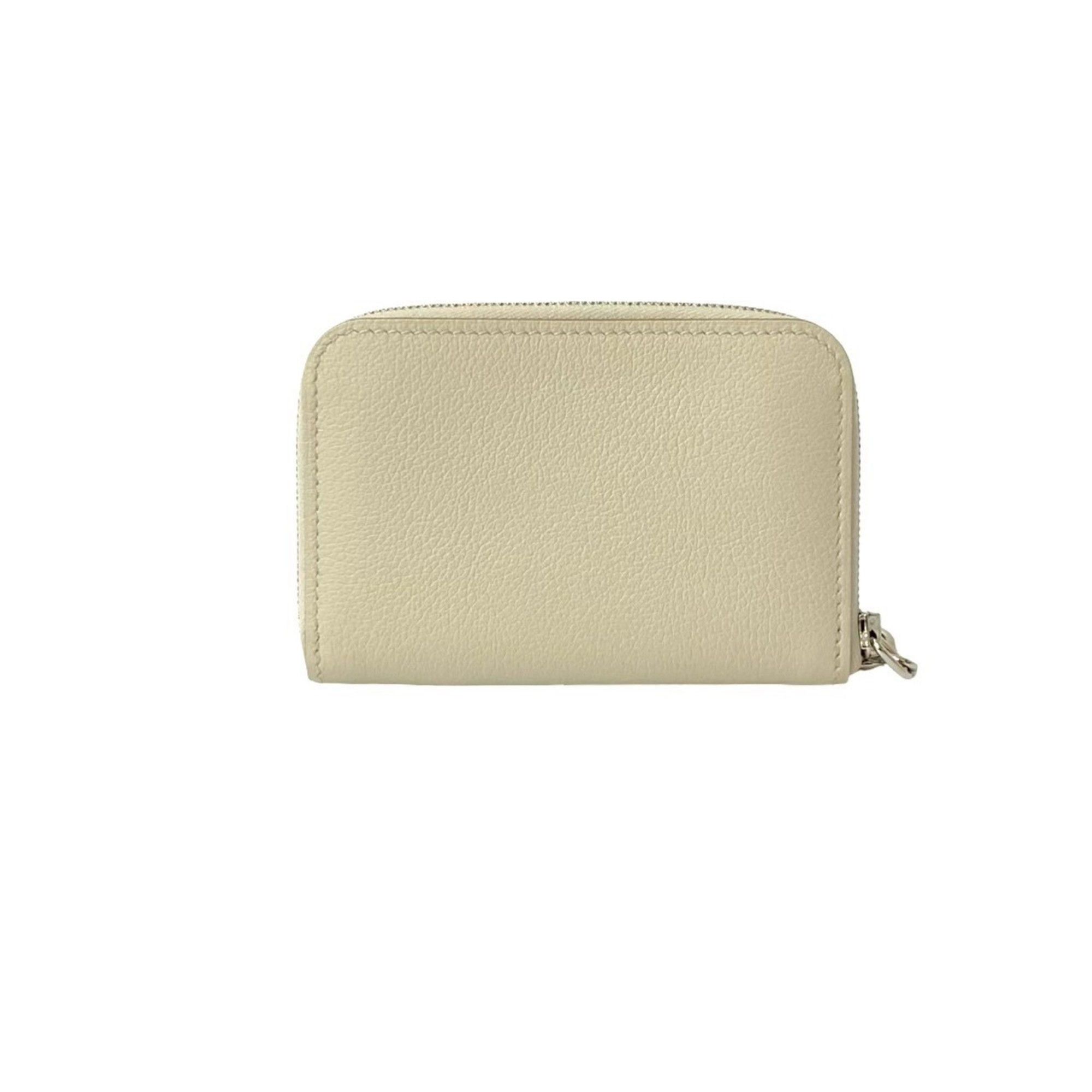 Hermes B-stamped HERMES Zip & Go Leather Coin Purse/Business Card Case, Off-White, 552-6 Size ONE SIZE - 2 Thumbnail