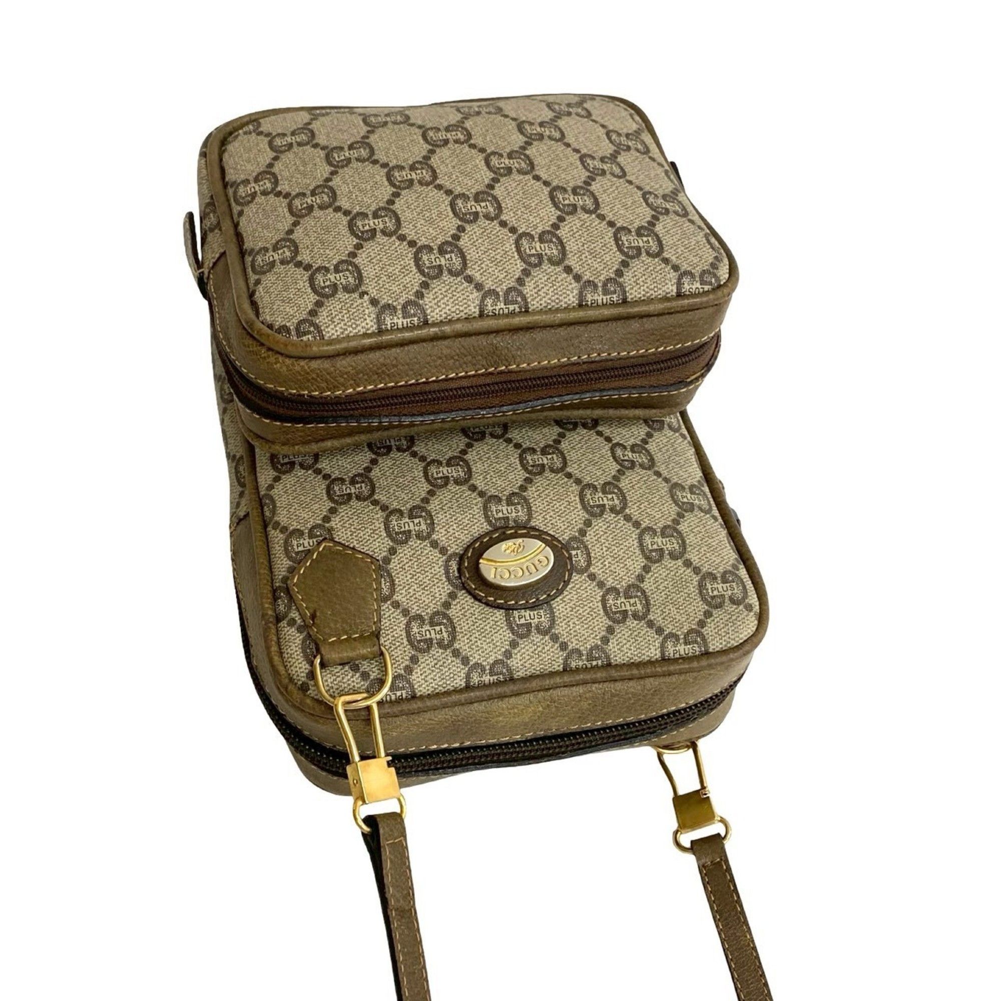 Gucci GUCCI Old Gucci Vintage Plus Logo Leather Mini Shoulder Bag Pochette Brown 21335 Size ONE SIZE - 4 Thumbnail