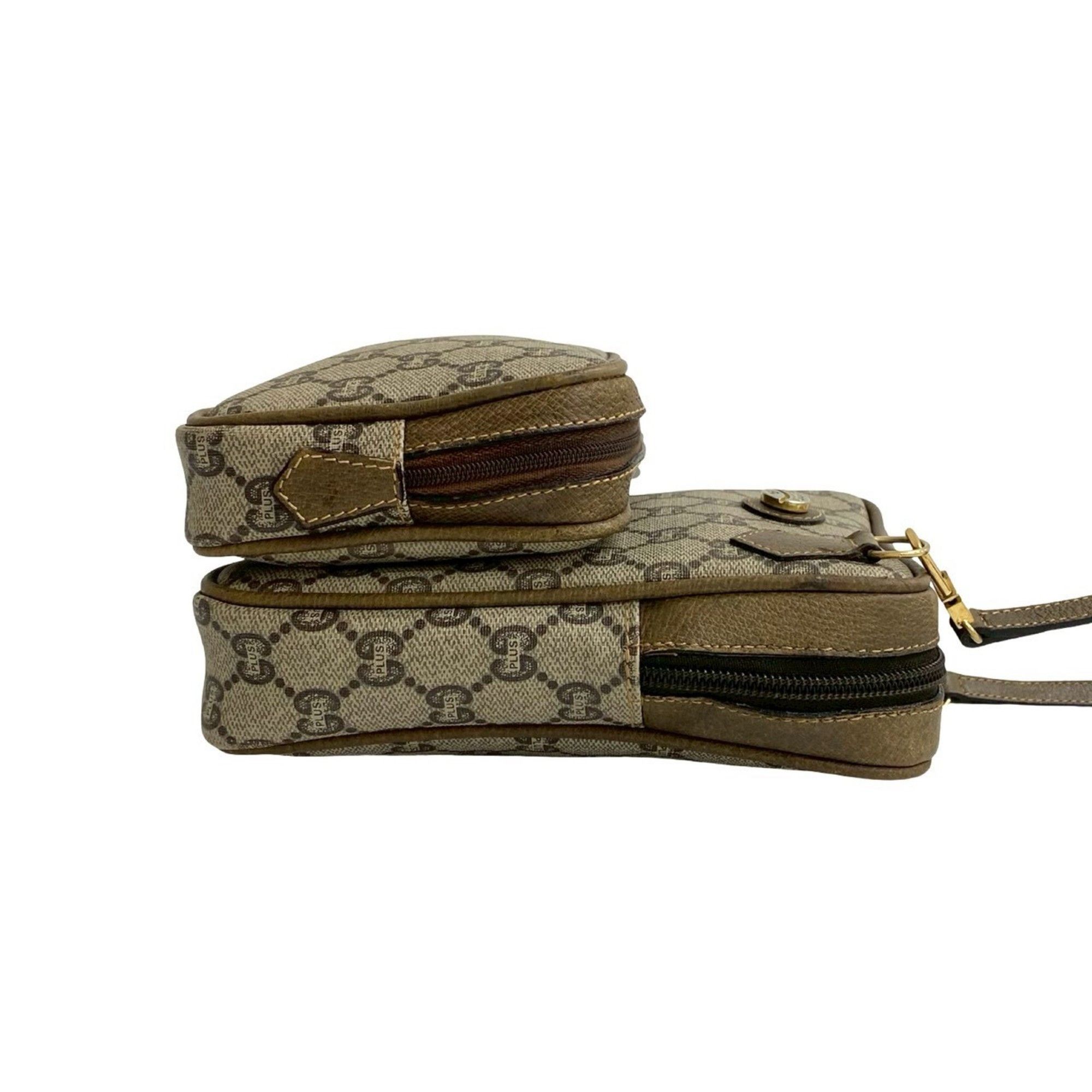 Gucci GUCCI Old Gucci Vintage Plus Logo Leather Mini Shoulder Bag Pochette Brown 21335 Size ONE SIZE - 6 Thumbnail