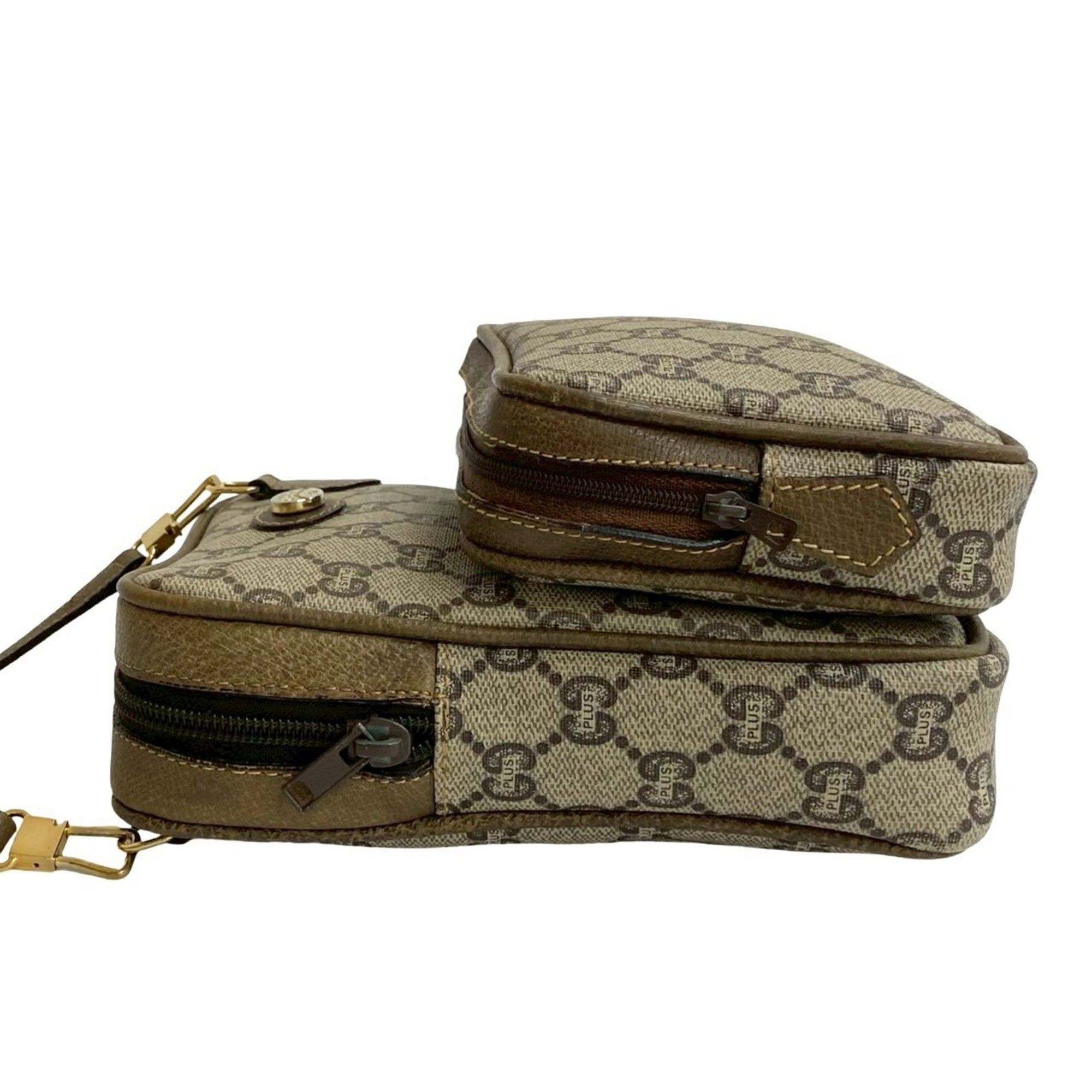 Gucci GUCCI Old Gucci Vintage Plus Logo Leather Mini Shoulder Bag Pochette Brown 21335 Size ONE SIZE - 5 Thumbnail