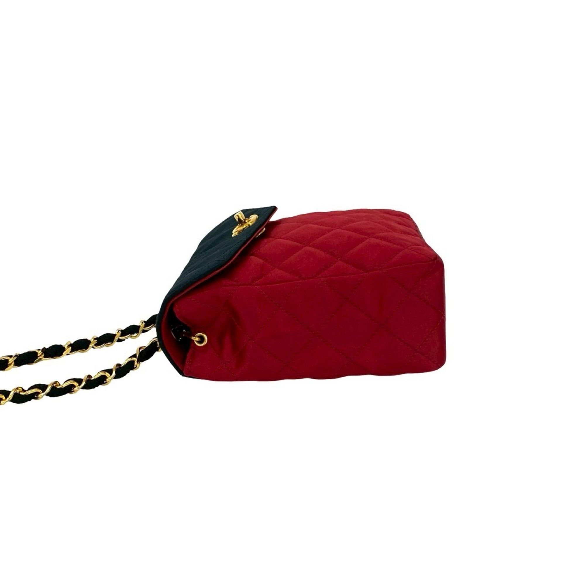 Chanel CHANEL Vintage Matelasse Coco Mark Satin Chain Shoulder Bag in Black and Red (d43-9) Size ONE SIZE - 5 Thumbnail