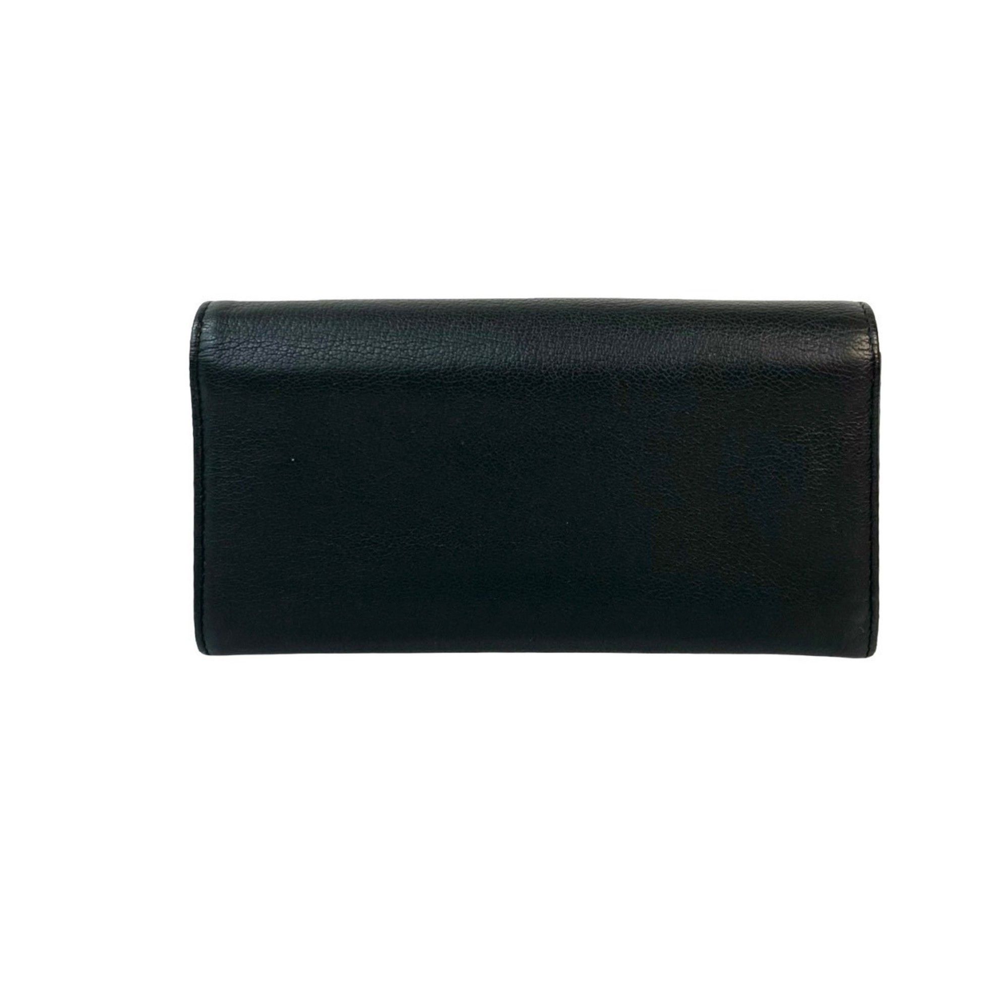 Chanel CHANEL Coco Mark Clover Motif Leather Long Wallet, Black, 30827 Size ONE SIZE - 2 Thumbnail
