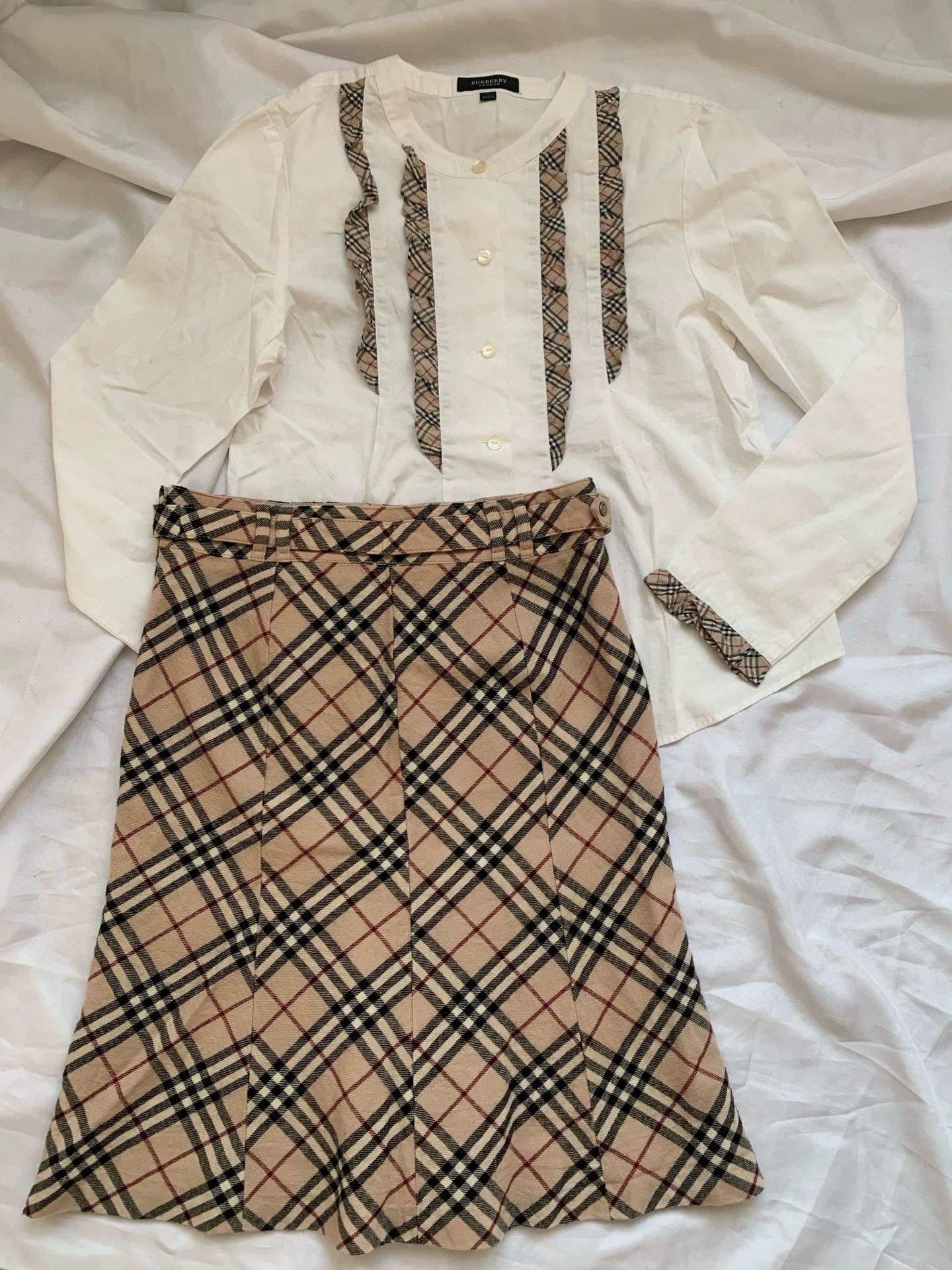Burberry Burberry Check Belted Wool Skirt - dmc Size US 30 / EU 46 - 4 Thumbnail