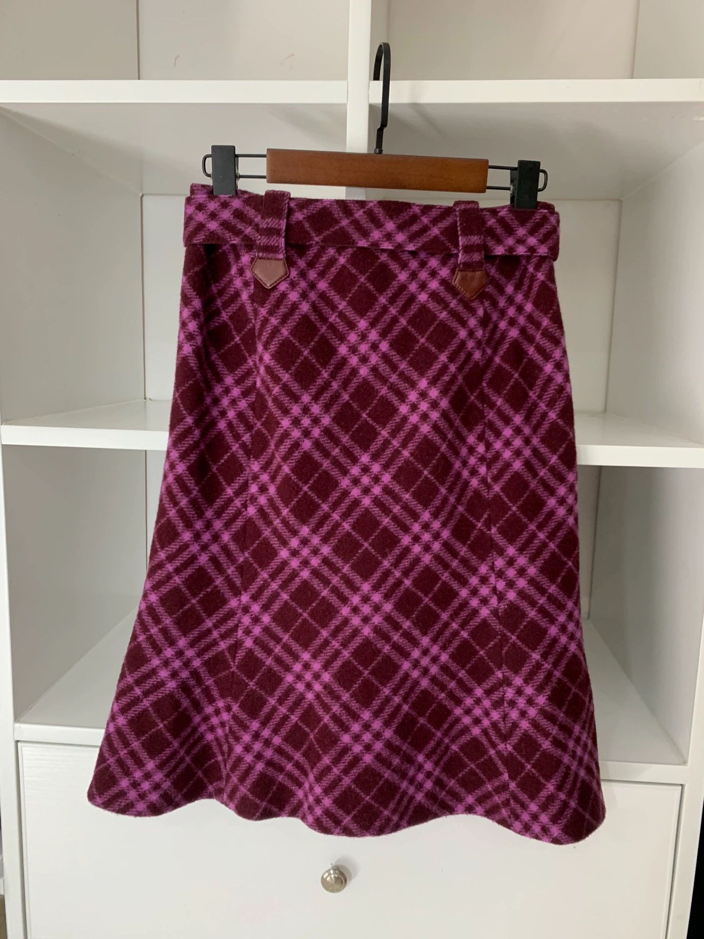 Burberry Burberry Purple Plaid Belted Skirt - dmc Size US 27 - 4 Thumbnail