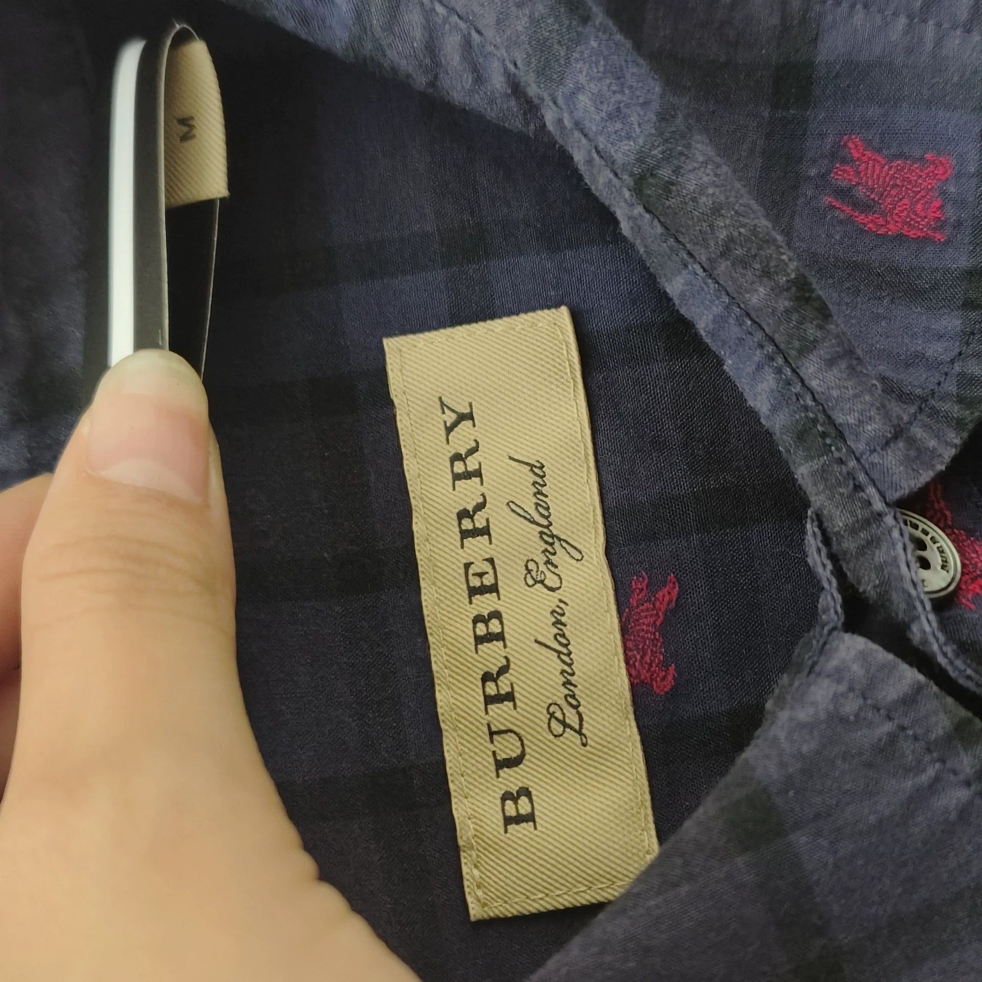 Burberry Burberry Blue Check Embroidered Shirt - dmc Size US M / EU 48-50 / 2 - 4 Thumbnail