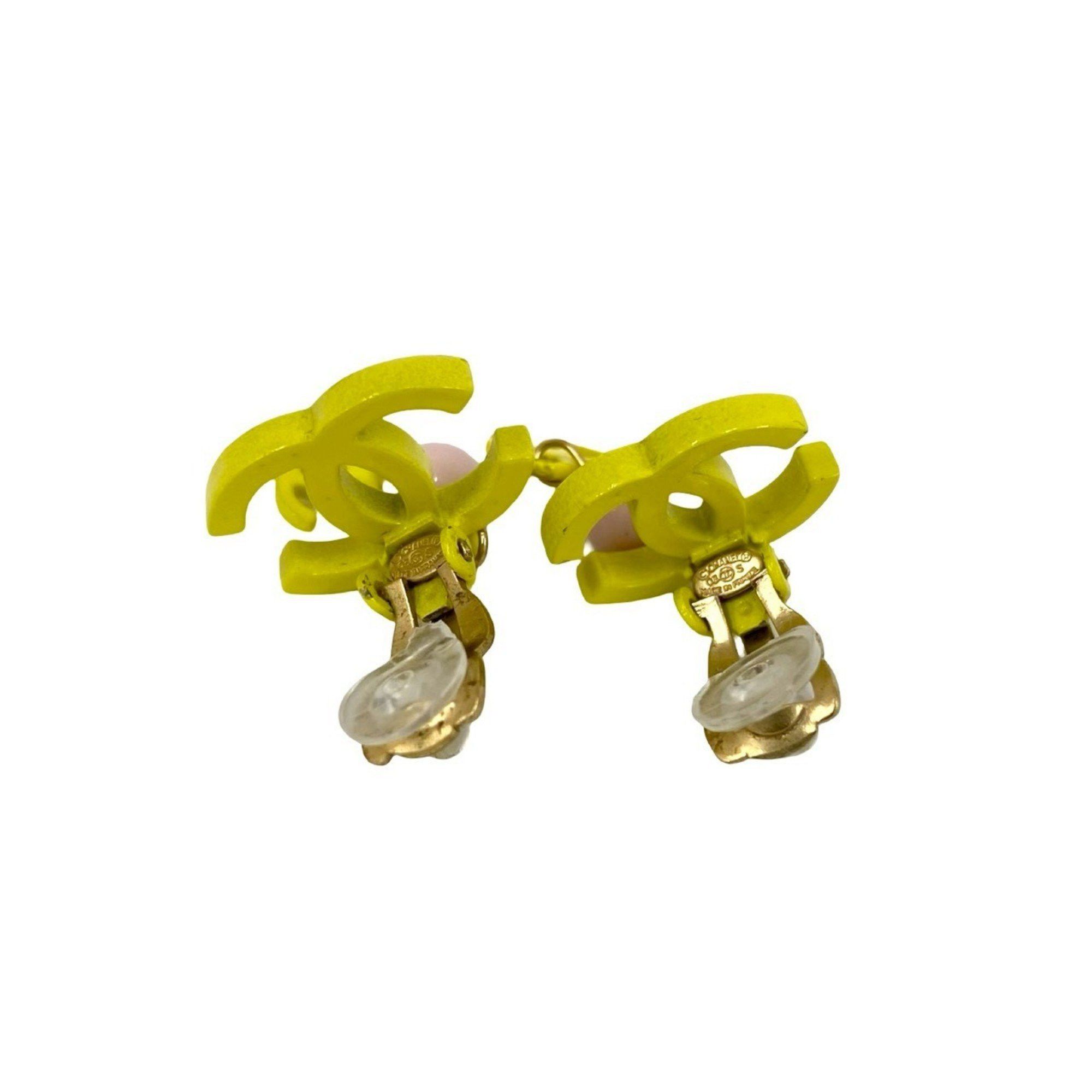 Chanel CHANEL Coco Mark Motif Plastic Earrings/Ear Cuffs, Gold/Yellow, 63050 Size ONE SIZE - 5 Thumbnail