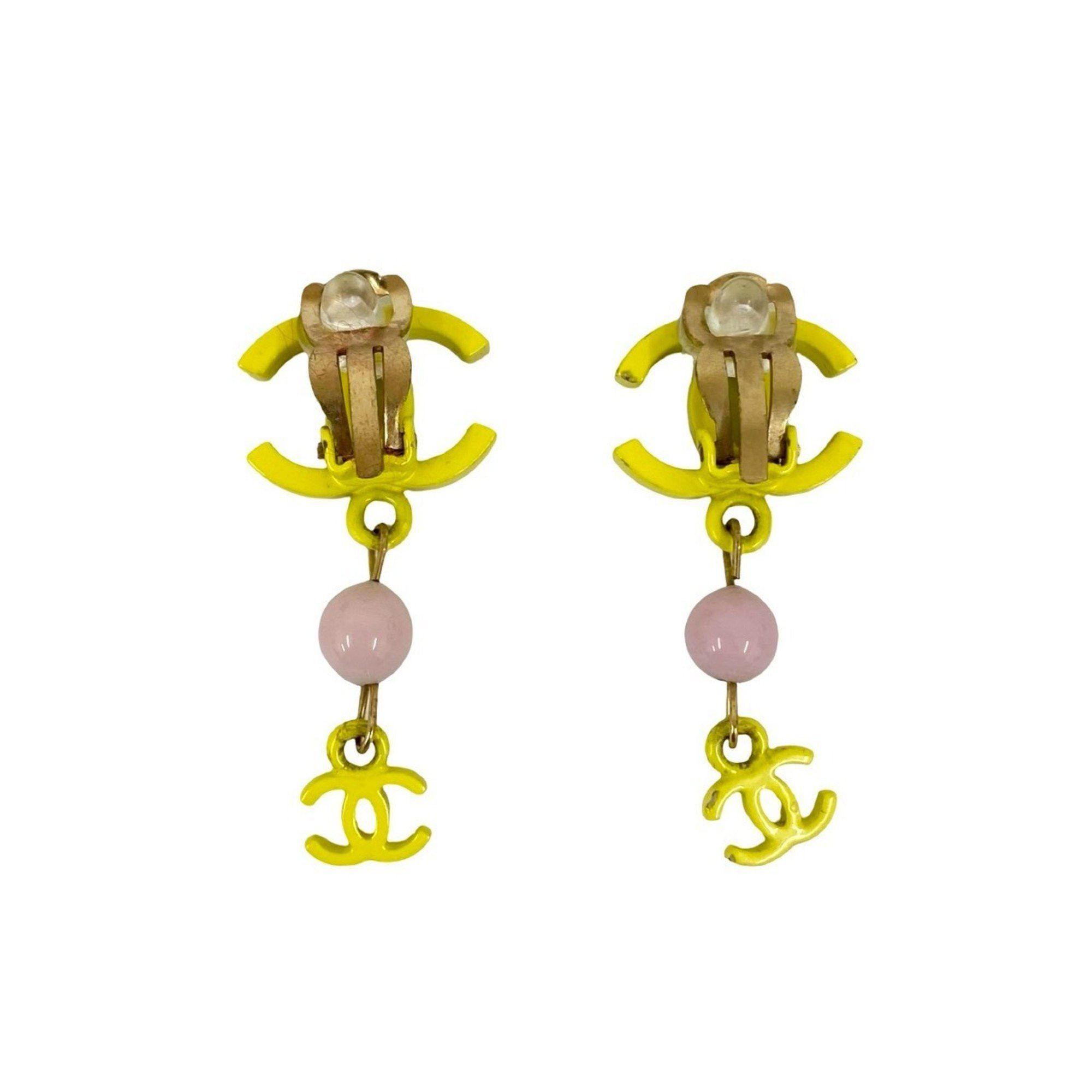 Chanel CHANEL Coco Mark Motif Plastic Earrings/Ear Cuffs, Gold/Yellow, 63050 Size ONE SIZE - 4 Thumbnail