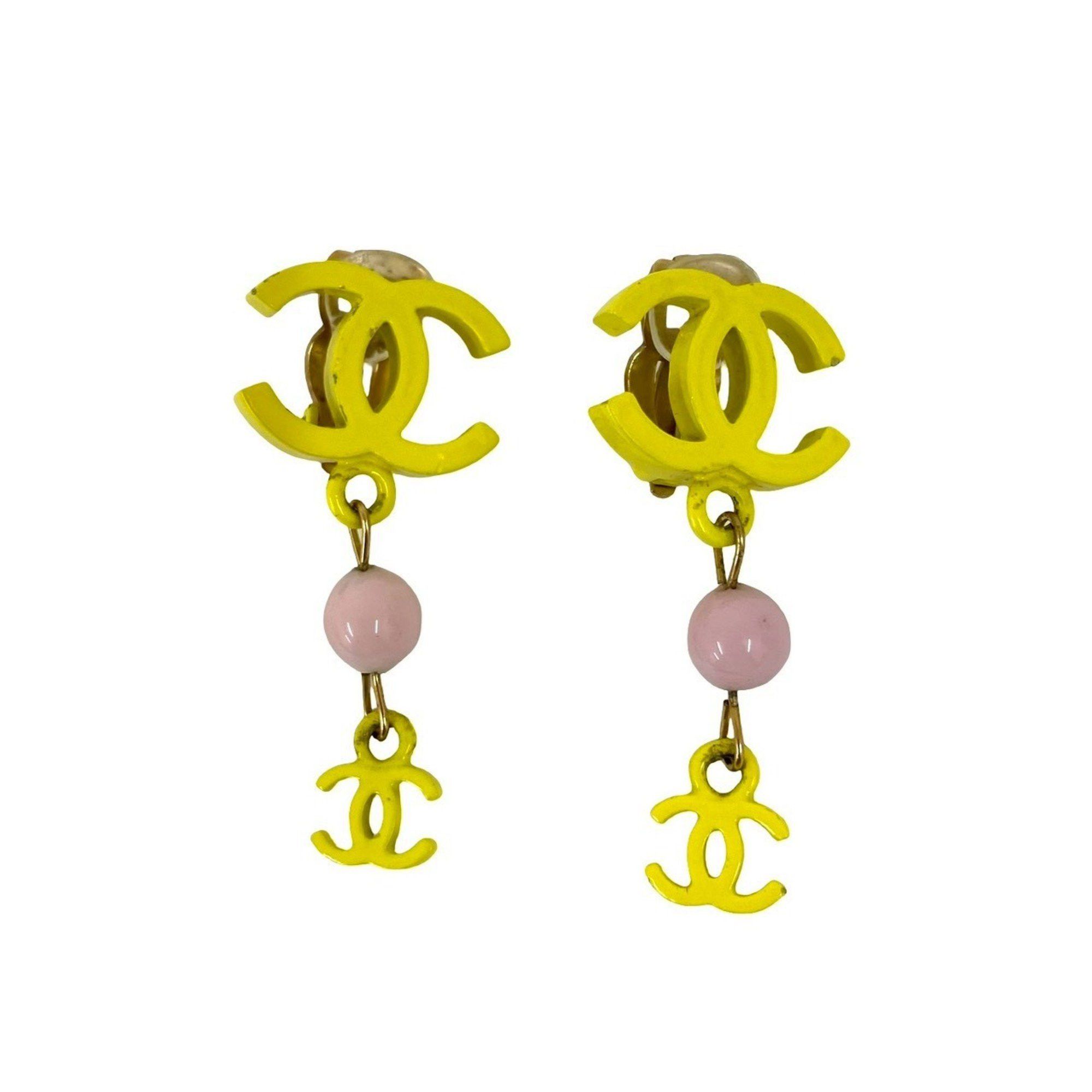Chanel CHANEL Coco Mark Motif Plastic Earrings/Ear Cuffs, Gold/Yellow, 63050 Size ONE SIZE - 3 Thumbnail