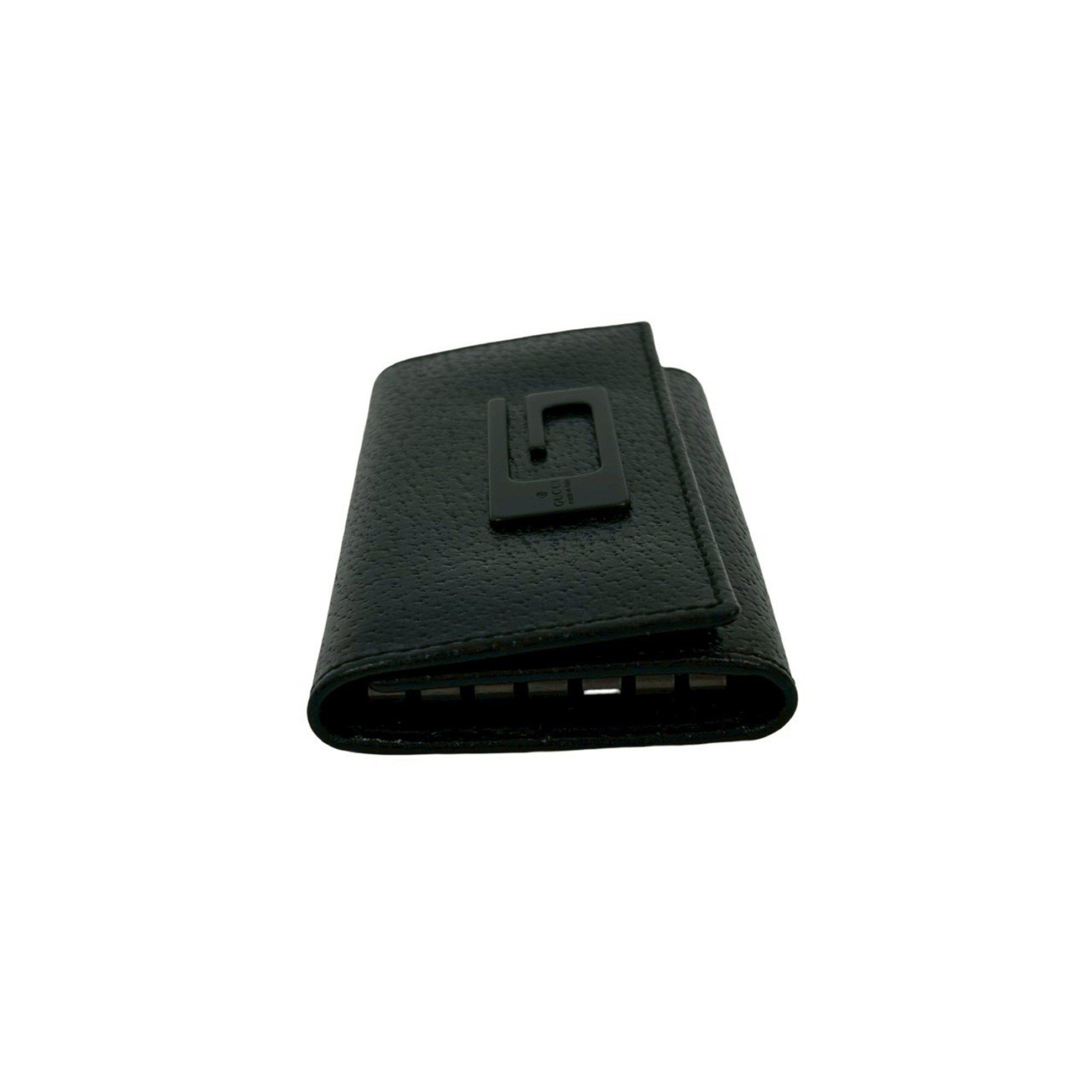 Gucci GUCCI G logo plate leather tri-fold key case, holder, cover, black, 34965 Size ONE SIZE - 5 Thumbnail